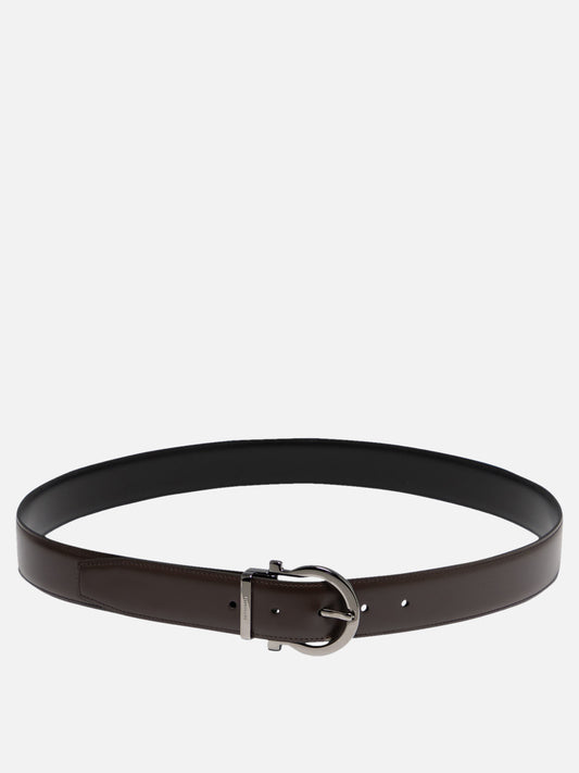 Ferragamo "Gancini" reversible and adjustable belt Brown