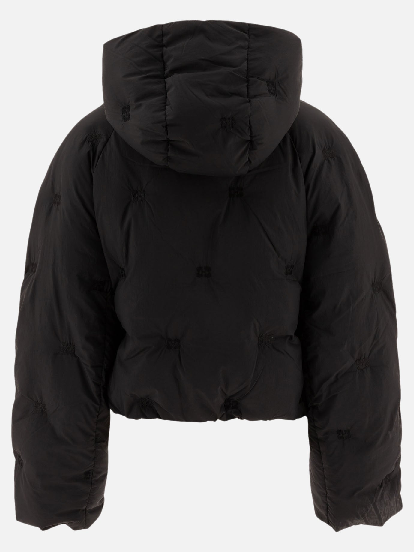 Ganni Down jacket with embroidered monogram Black