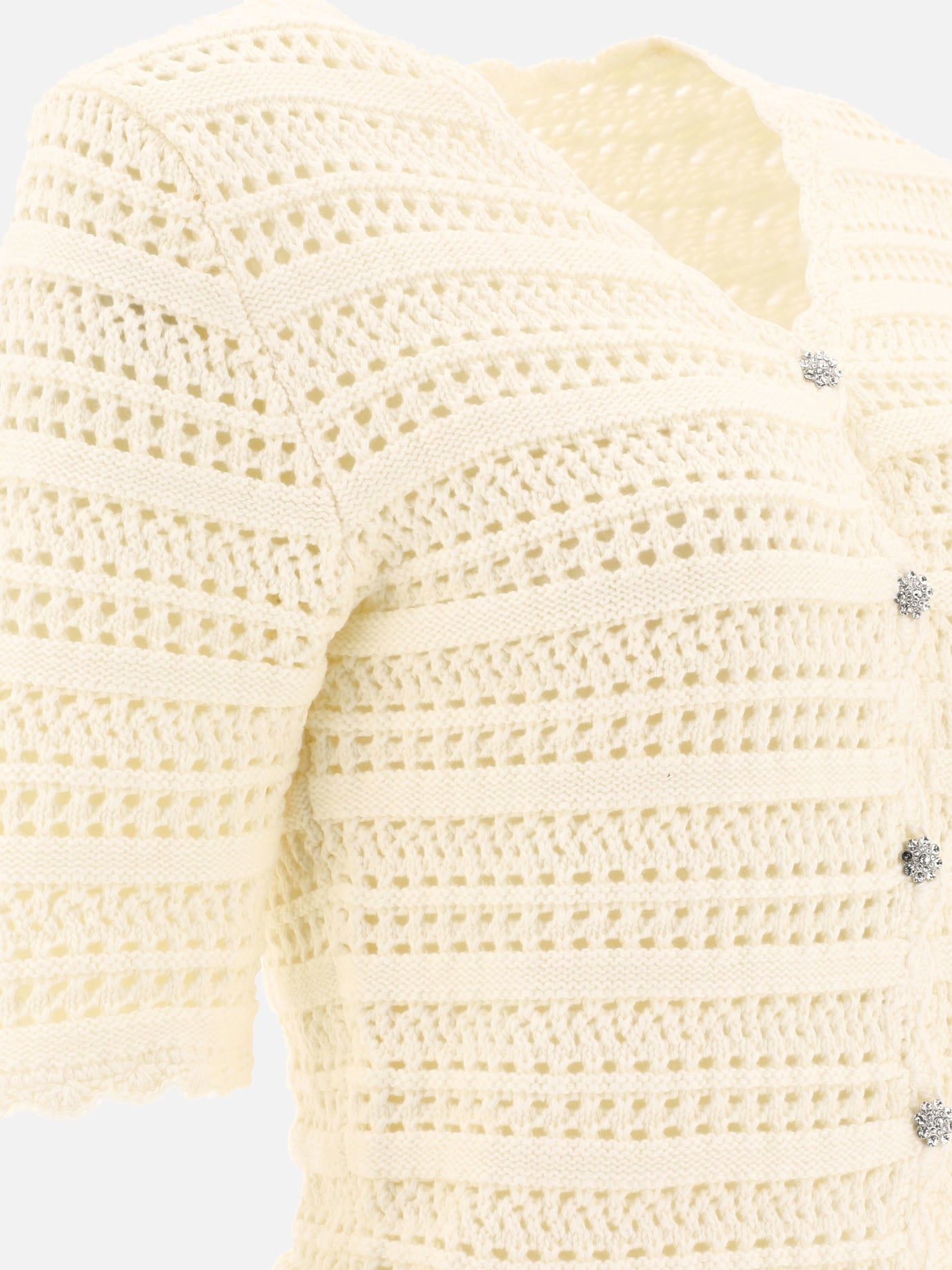 Ganni Pointelle cardigan White