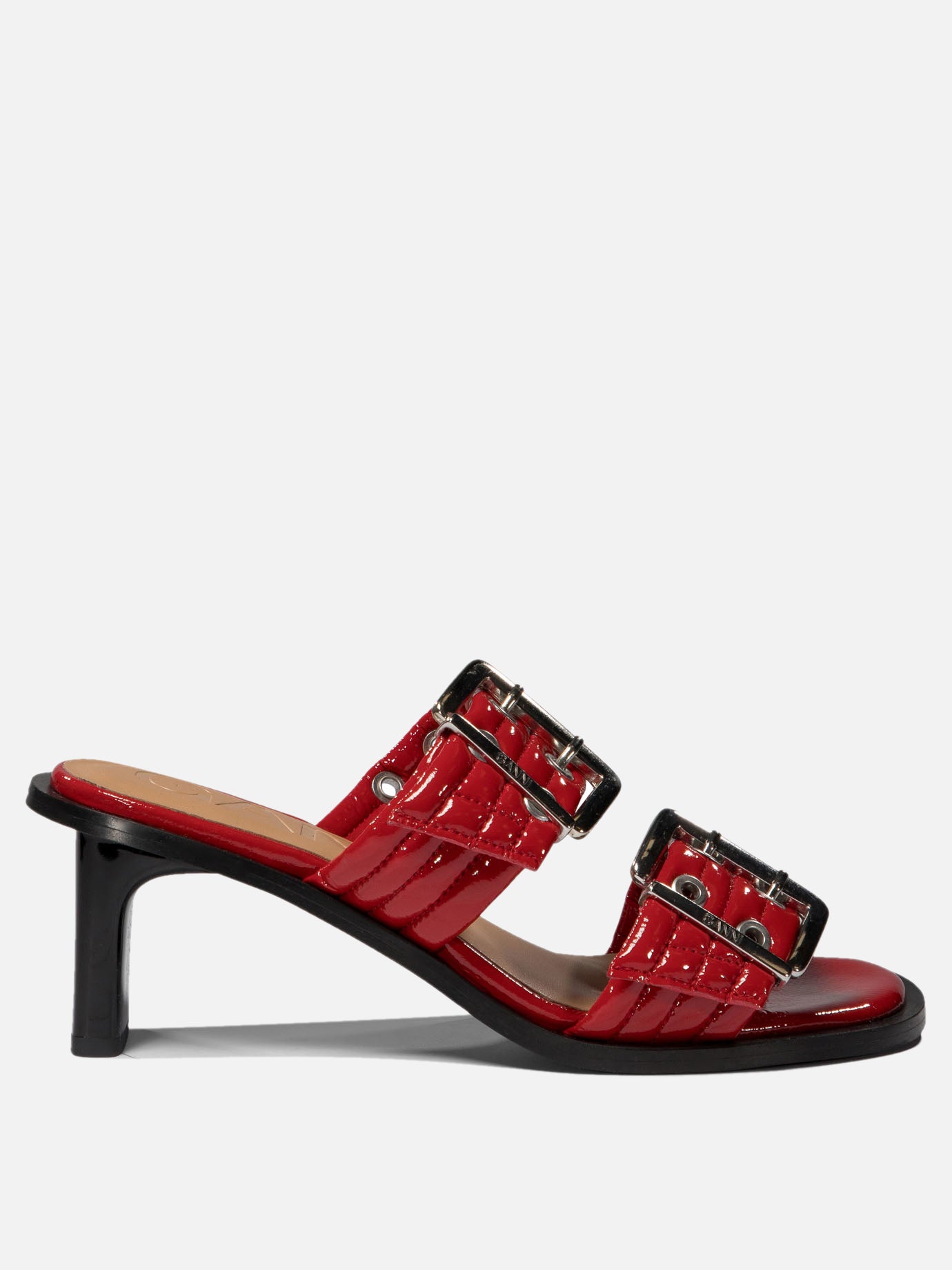 Ganni "Buckle" mules Red