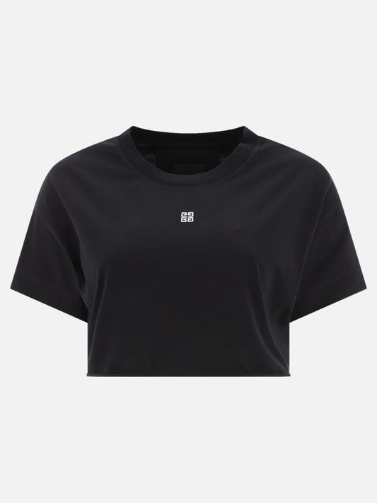 Cropped t-shirt with embroidered logo