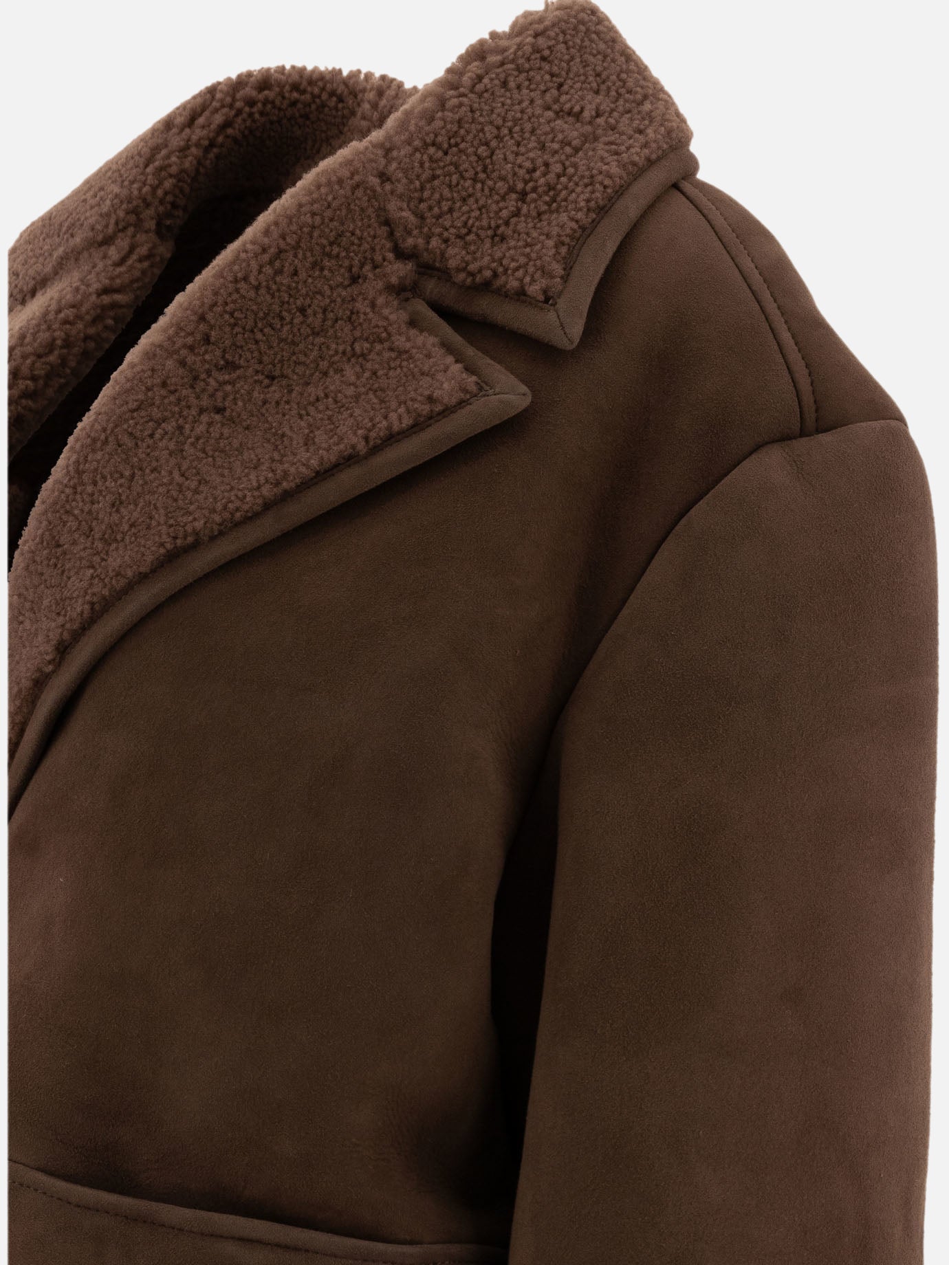 Shearling jackets Solid colour  Brown - Loulou Studio Women | PDP | VIETTI Online Store | thumbnail_4