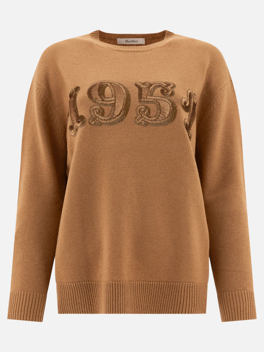 Max Mara "Plata" wool, cashmere and sequins sweater Brown