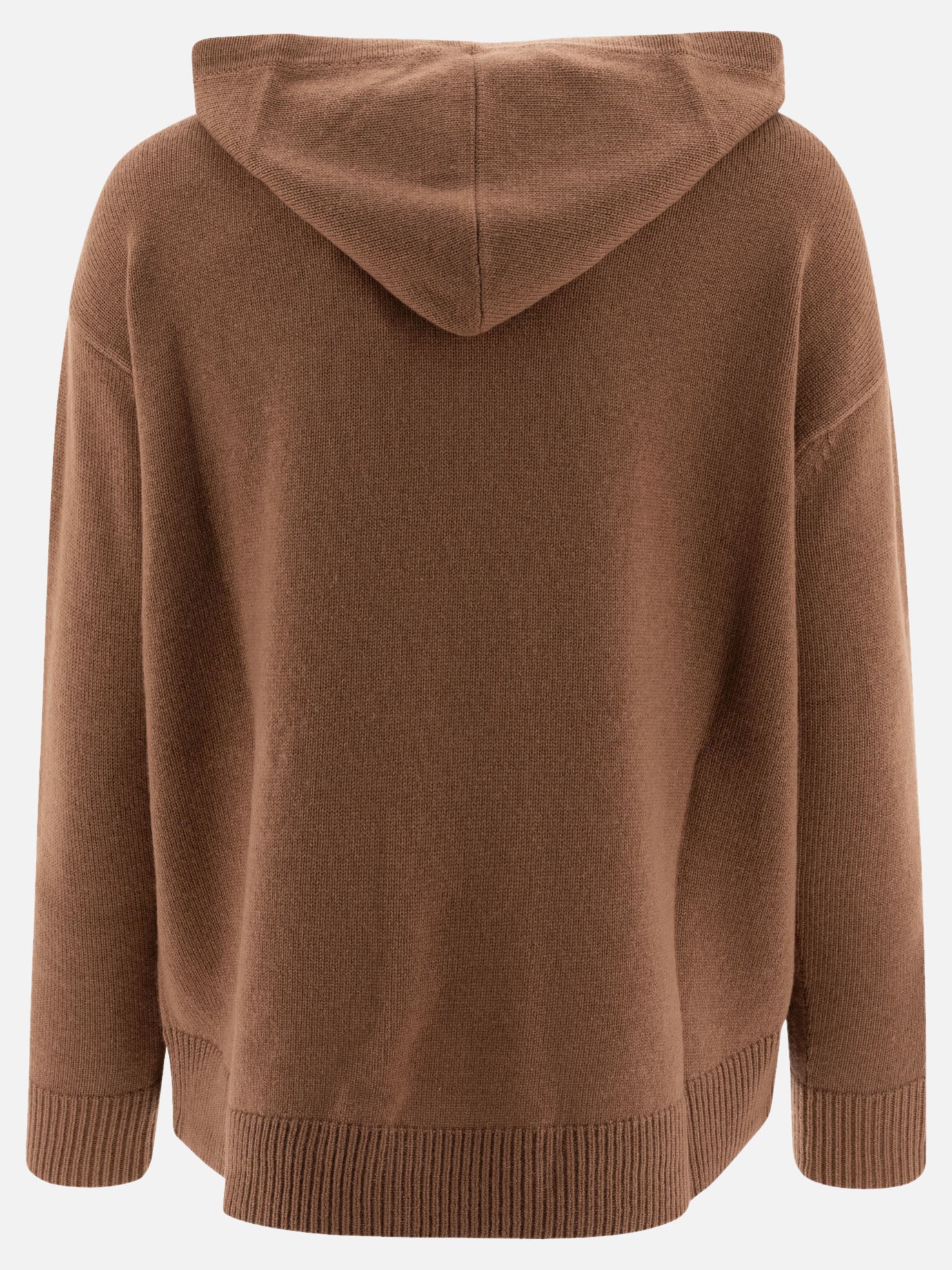 Max Mara S "Gorizia" knit hoodie in wool and cashmere Brown