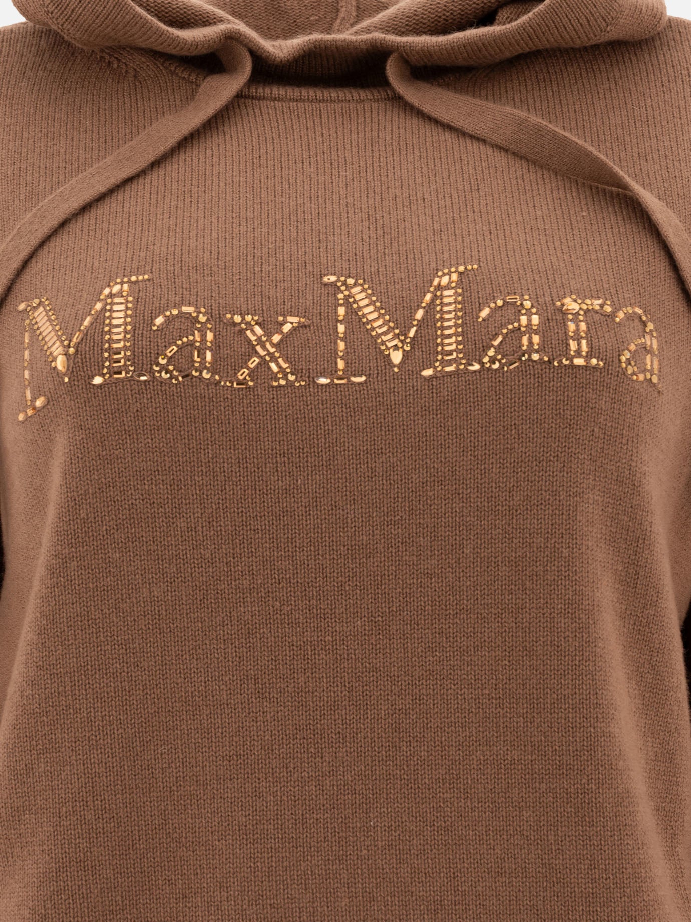 Max Mara S "Gorizia" knit hoodie in wool and cashmere Brown