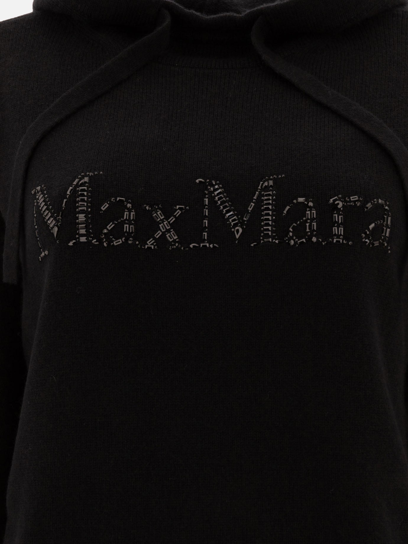 Max Mara S "Gorizia" knit hoodie in wool and cashmere Black