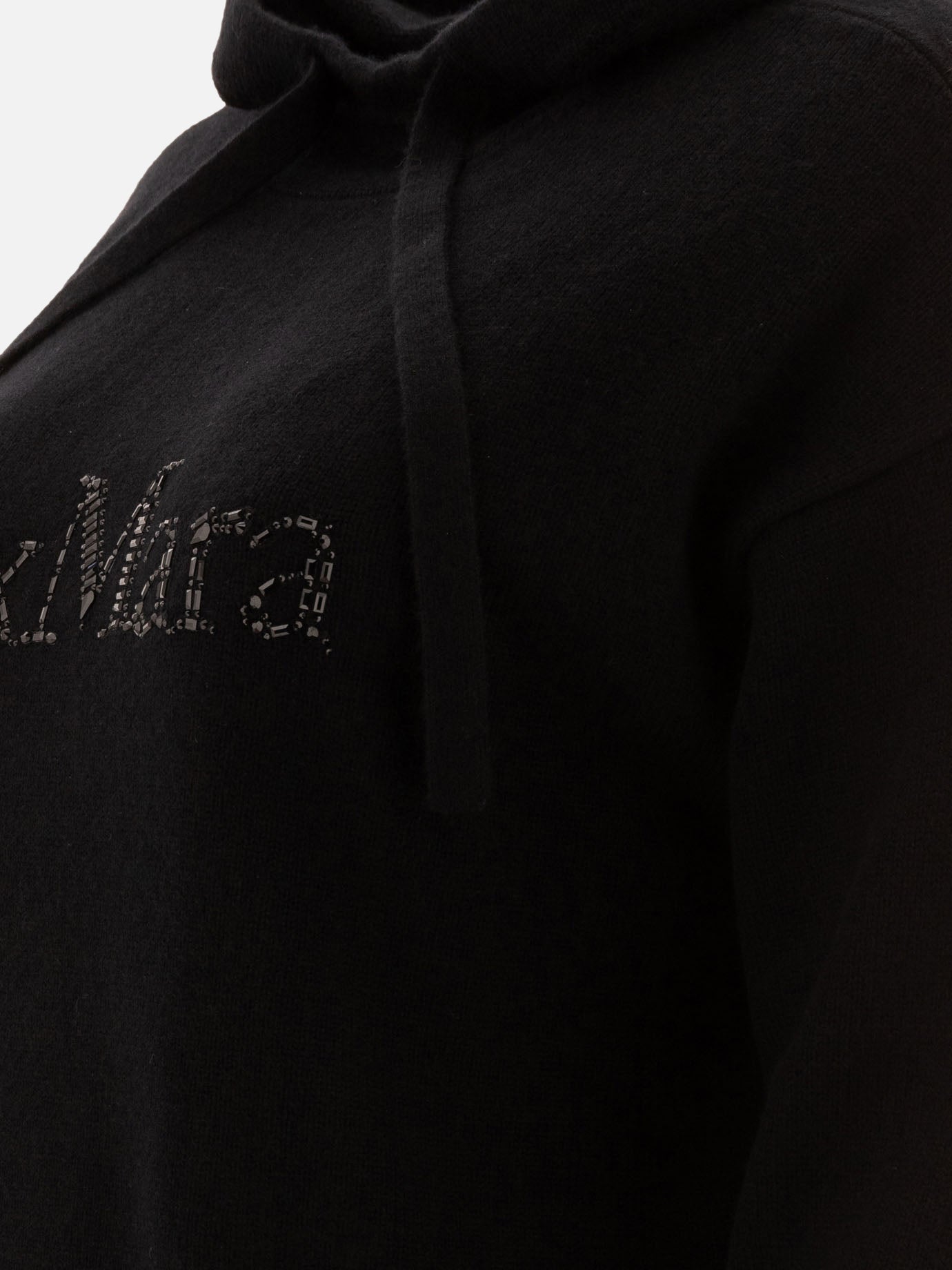 Max Mara S "Gorizia" knit hoodie in wool and cashmere Black