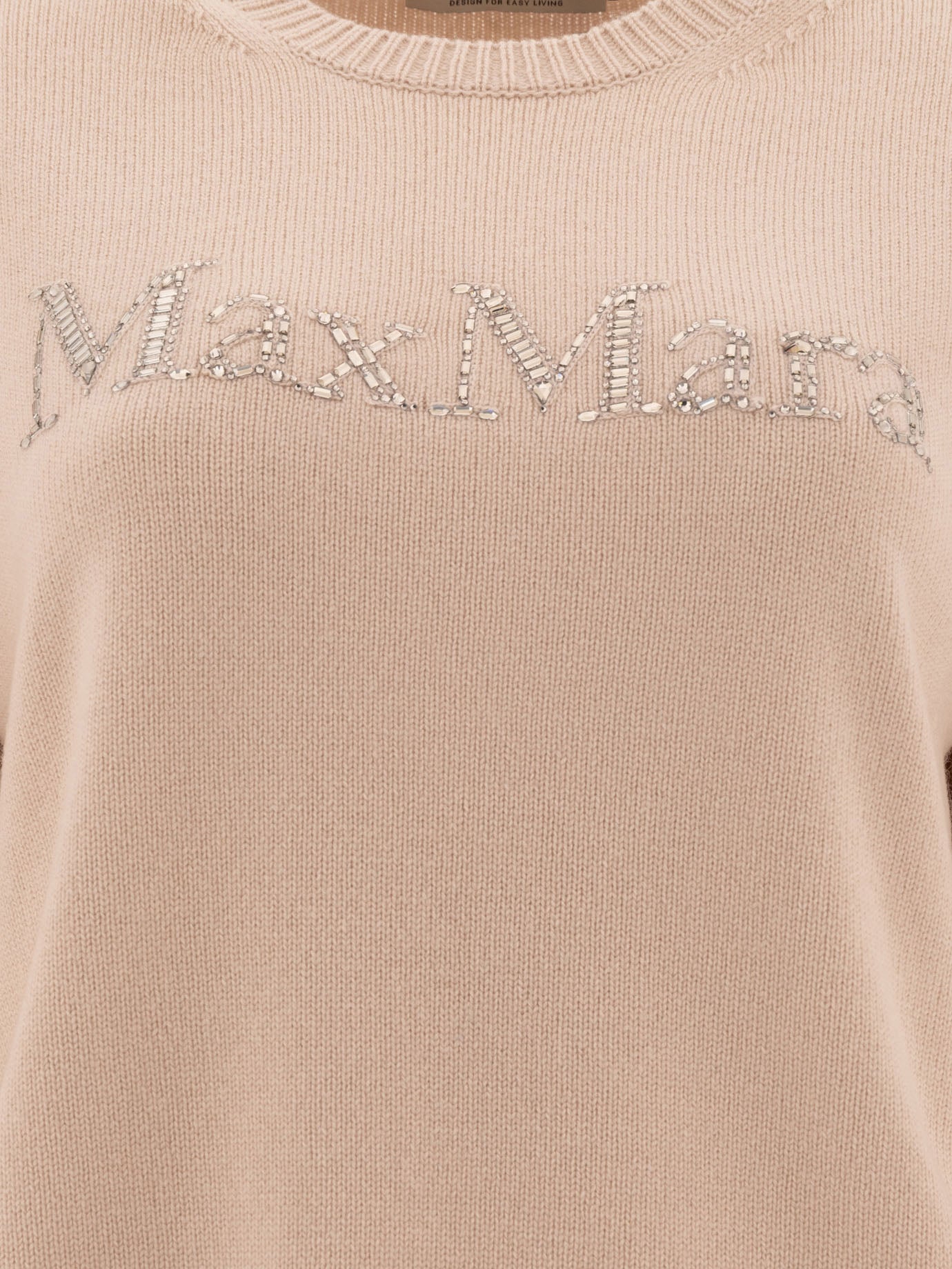 Max Mara S "Kassel" wool and cashmere sweater with logo Beige