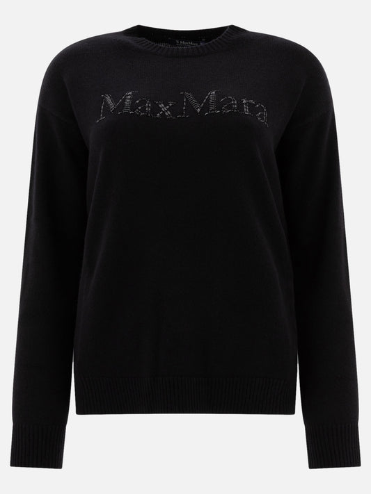 Max Mara S "Kassel" wool and cashmere sweater with logo Black