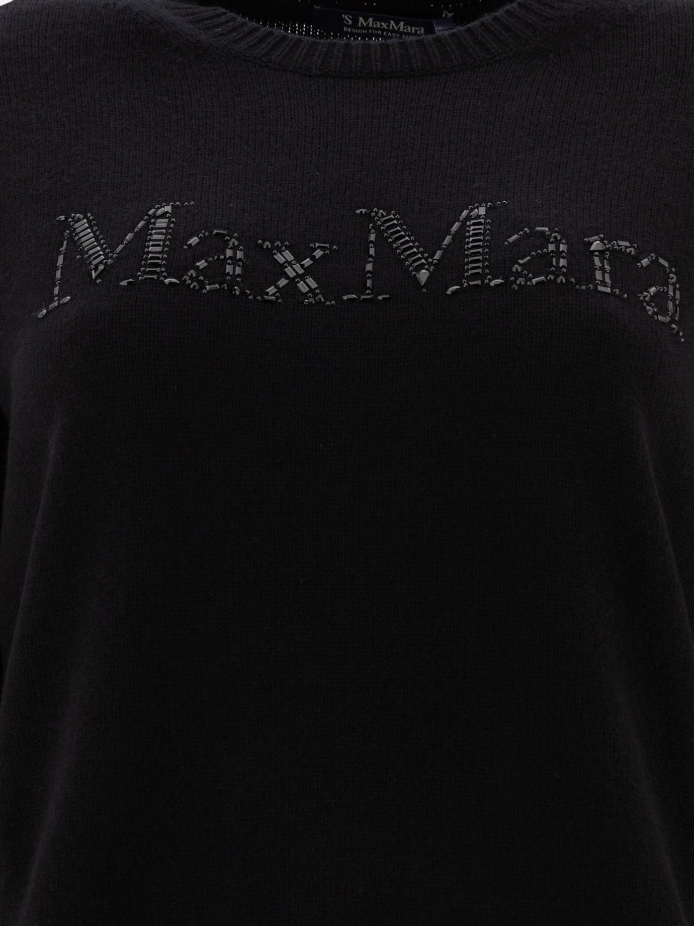 Max Mara S "Kassel" wool and cashmere sweater with logo Black