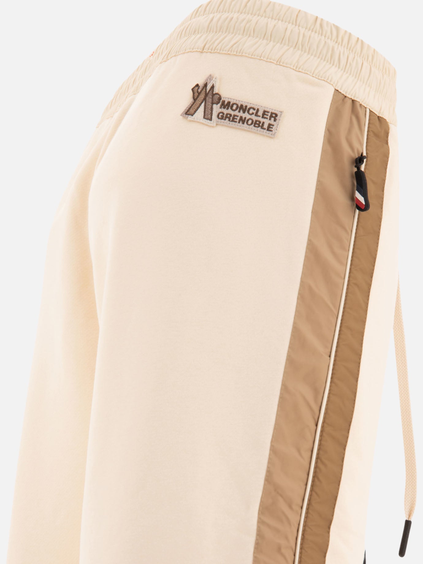 Moncler Grenoble Padded joggers with mountain logo Beige