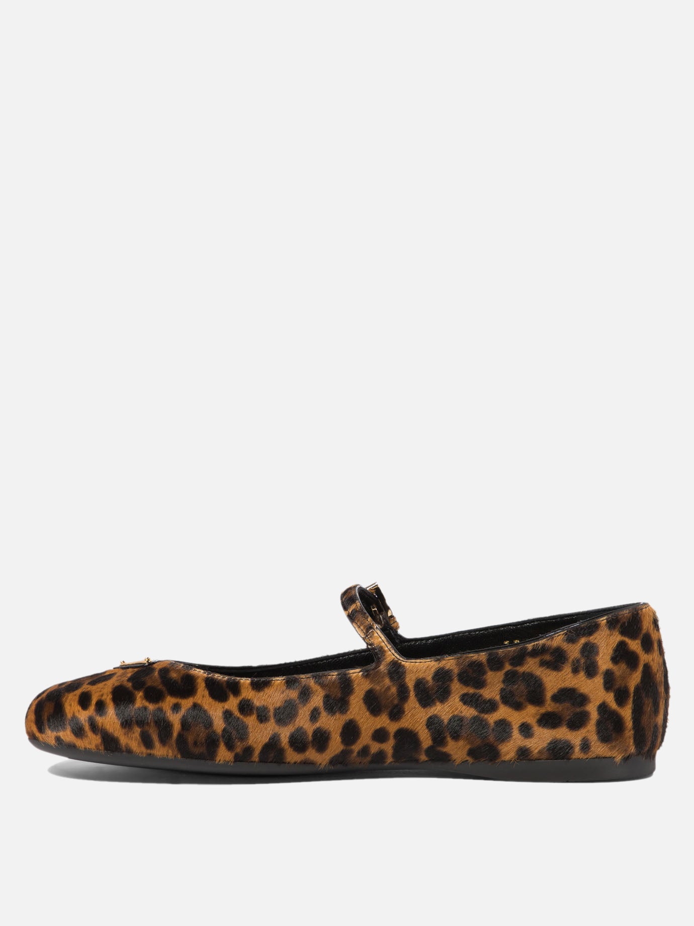 Leopard-printed leather ballerinas