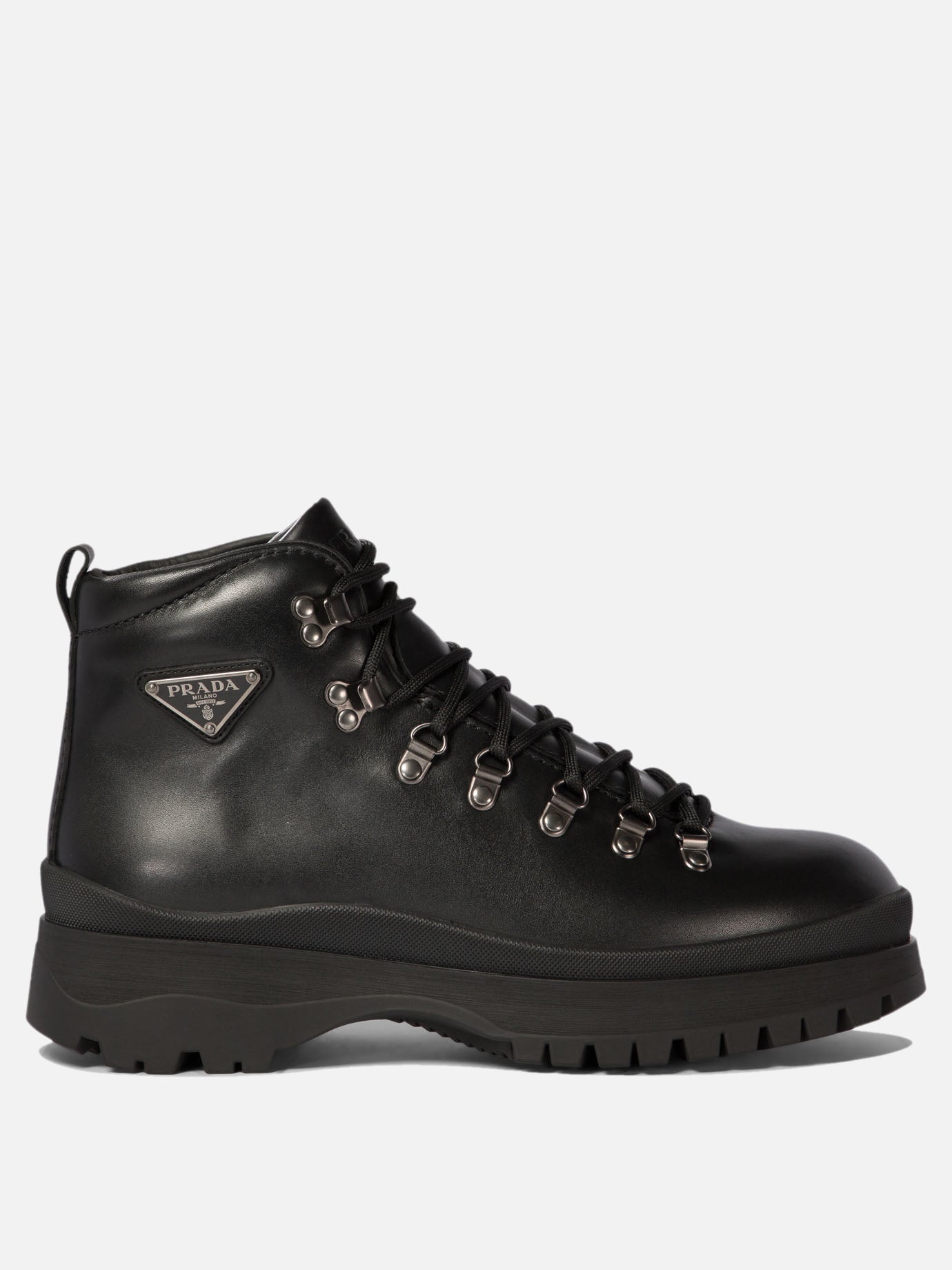 Leather boots with triangle logo