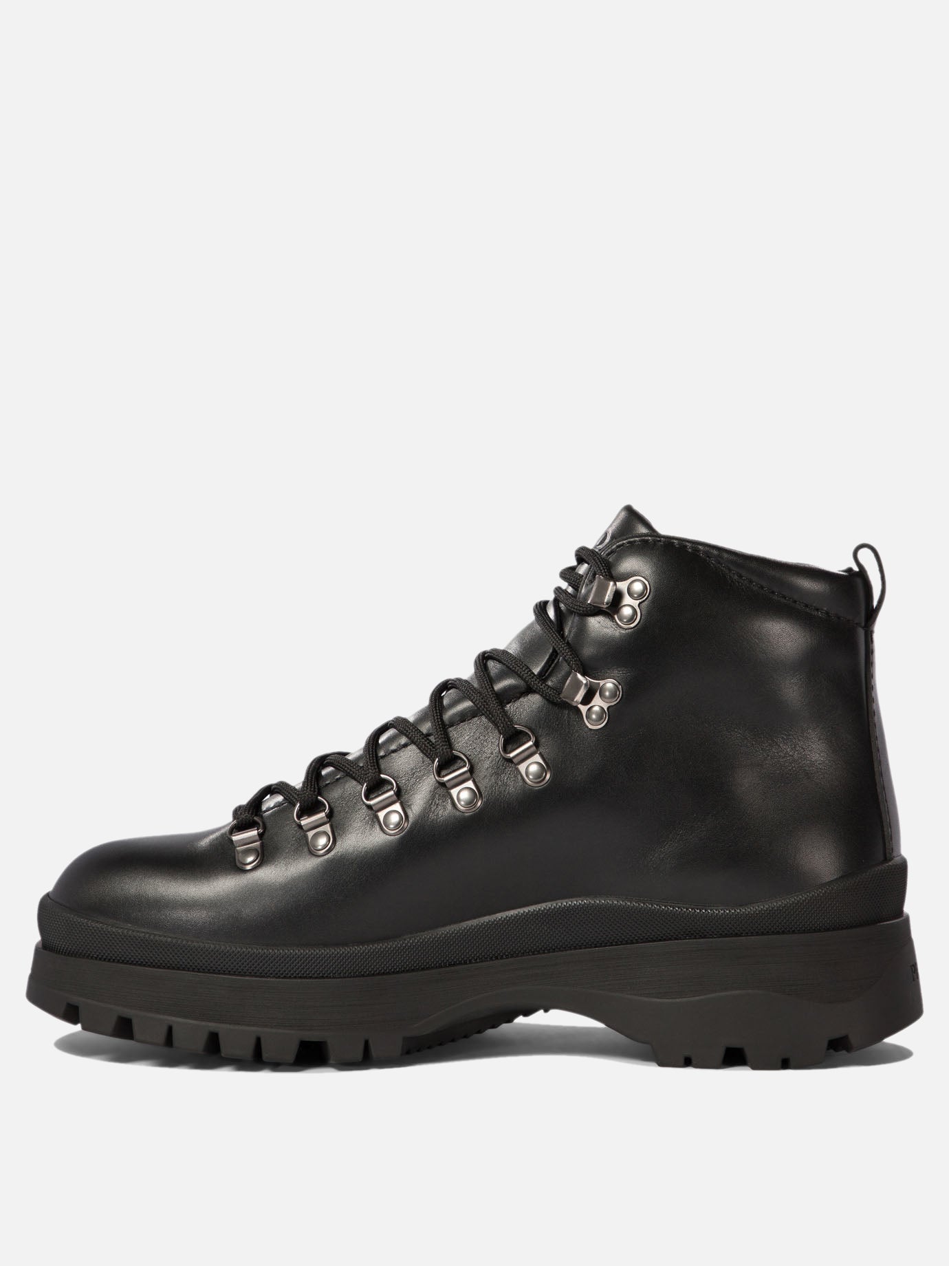 Prada Leather boots with triangle logo Black