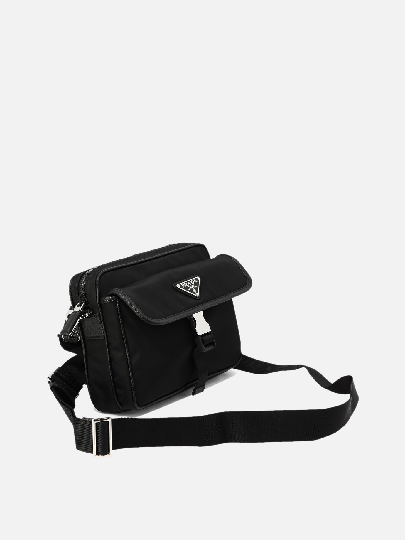 Re-Nylon and Saffiano leather crossbody bag