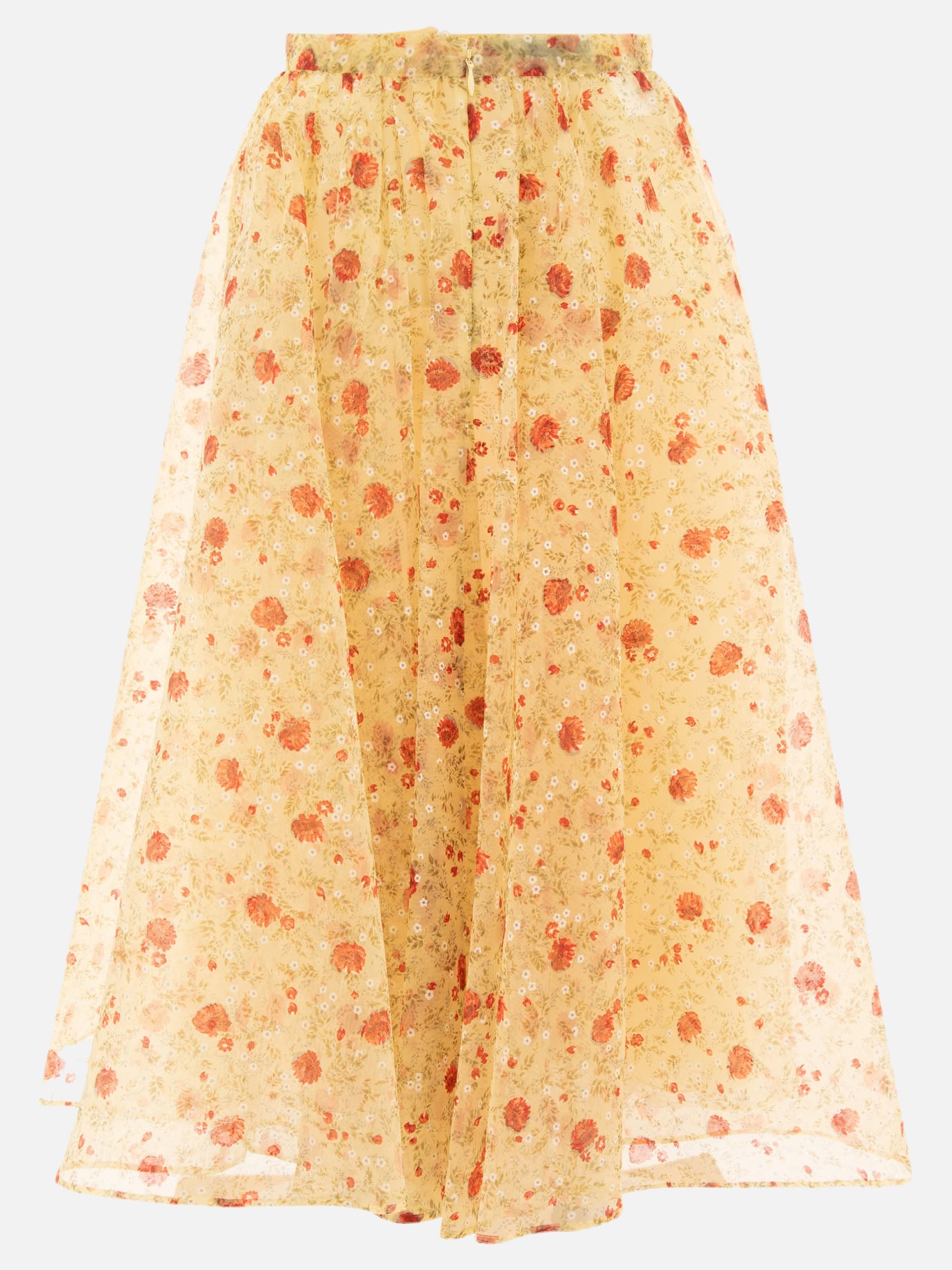 Printed nylonette midi skirt