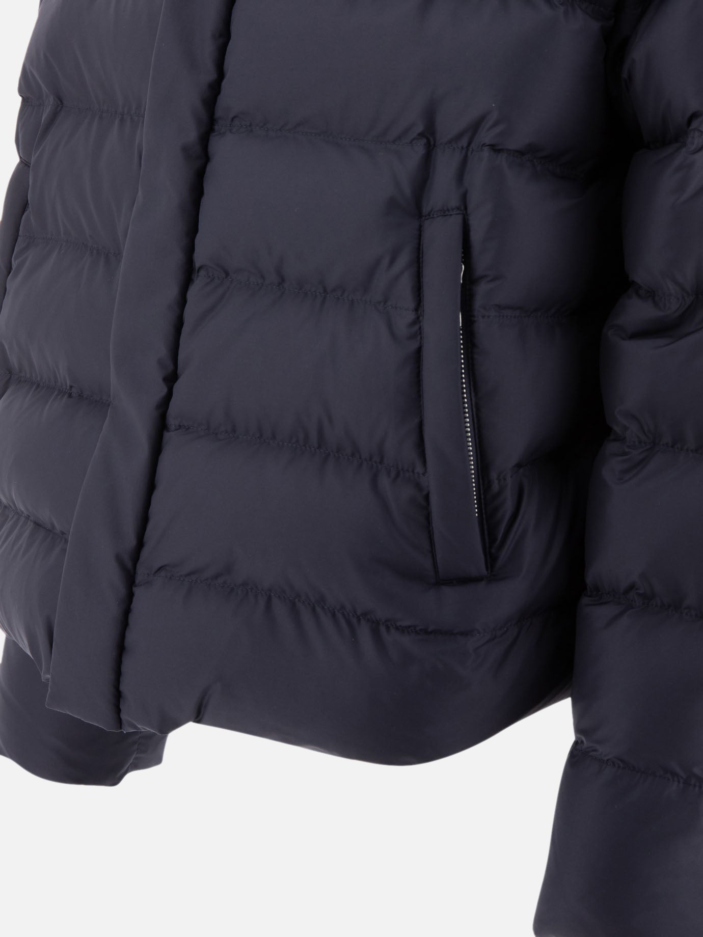 Down jacket with triangle logo