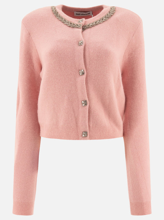 Self-portrait Embellished cardigan Pink