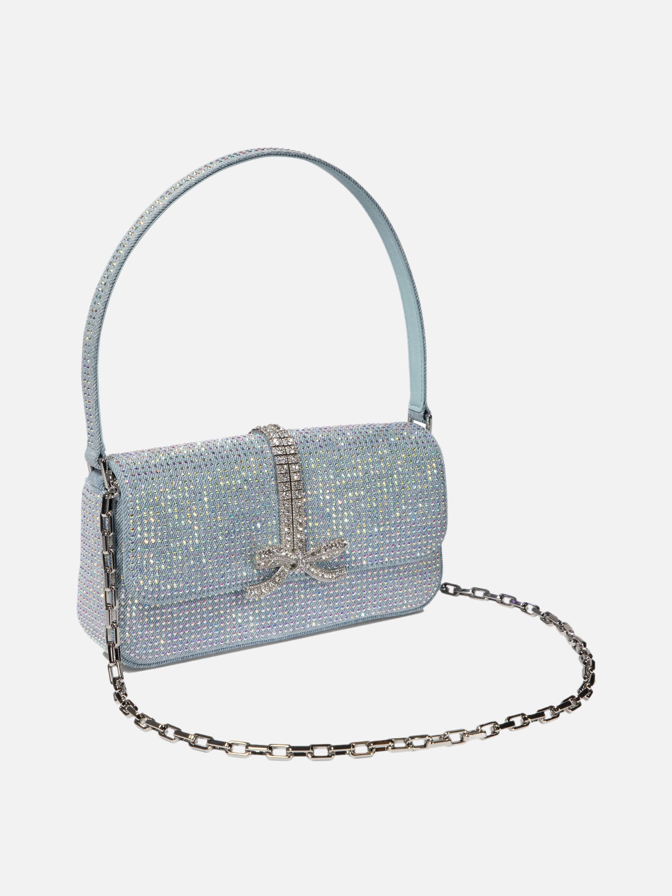 Rhinestone denim shoulder bag