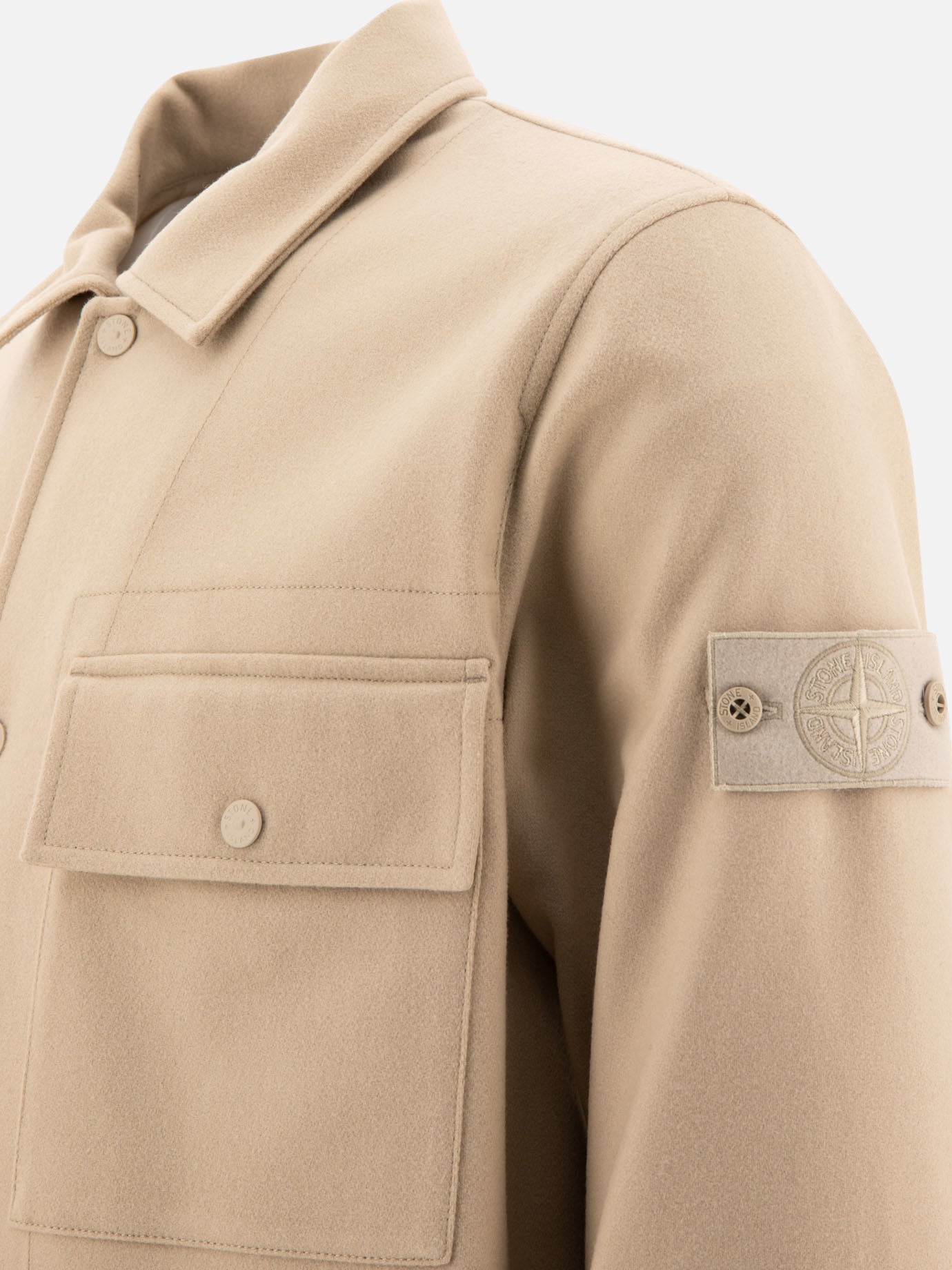 Stone Island “Ghost” wool overshirt Beige