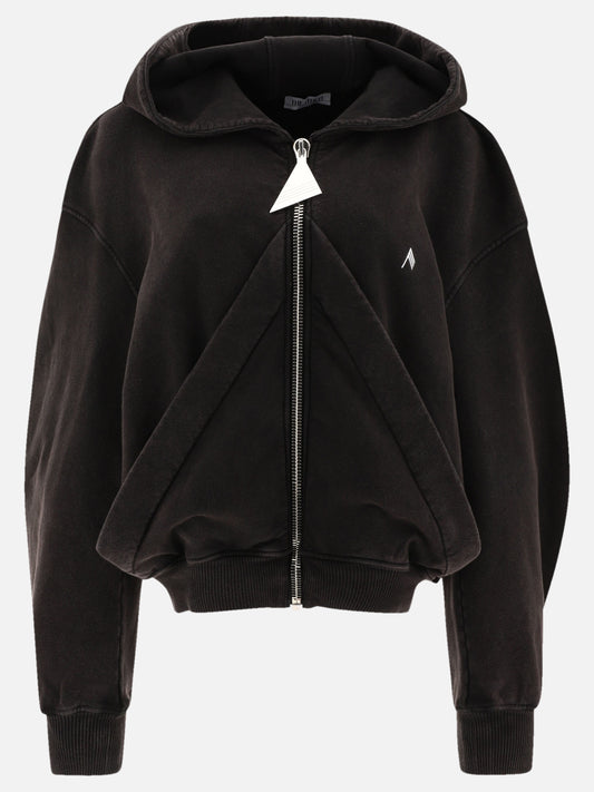 The Attico Zippered hoodie with logo Black