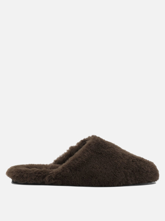 Slippers 100% shearling on calf leather - 100% leather  Brown - Aeyde Women | PLP | VIETTI Online Store 

