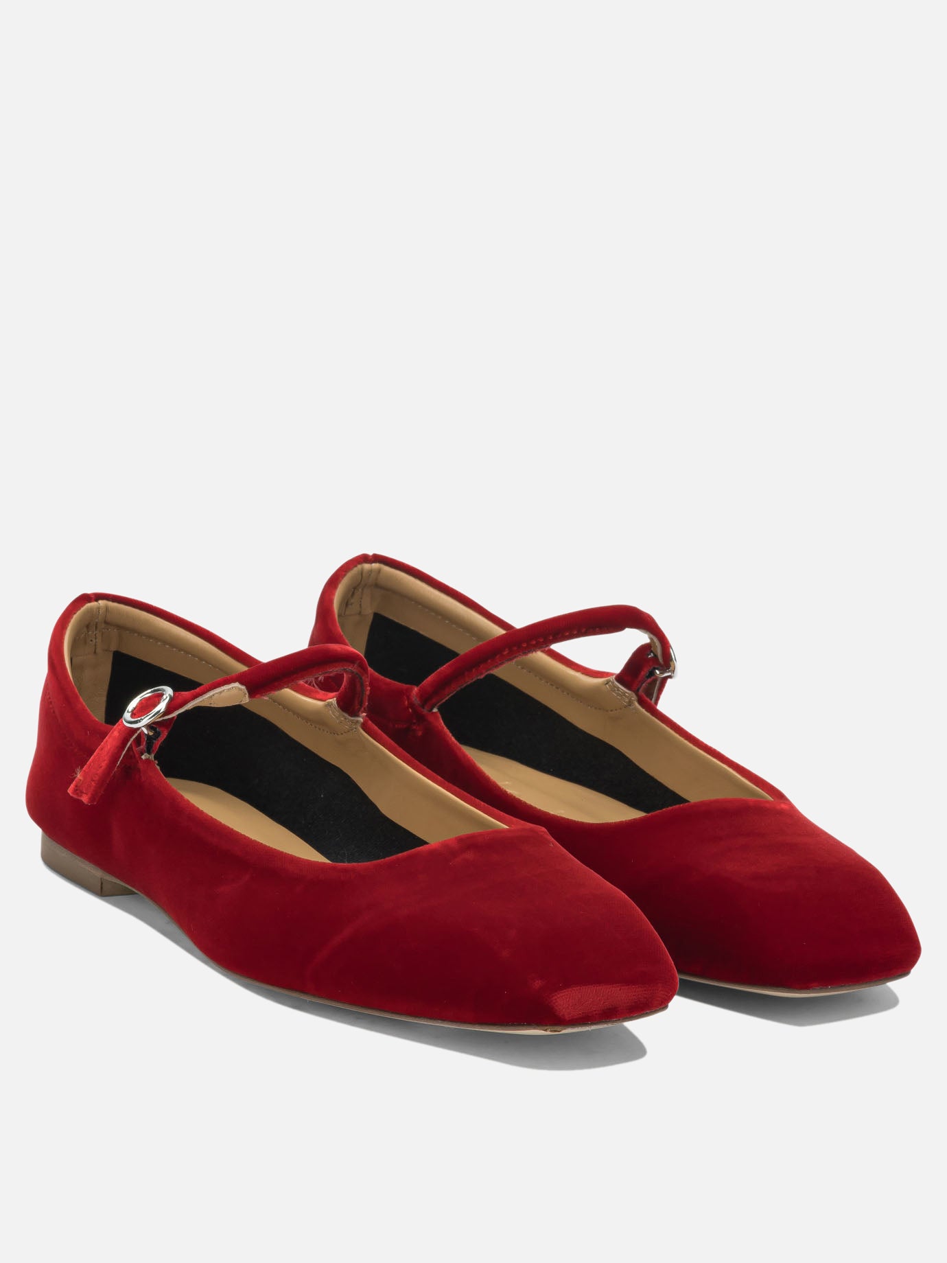 Mary Jane ballet flats 100% velvet - 100% leather  Red - Aeyde Women | PDP | VIETTI Online Store | thumbnail_2