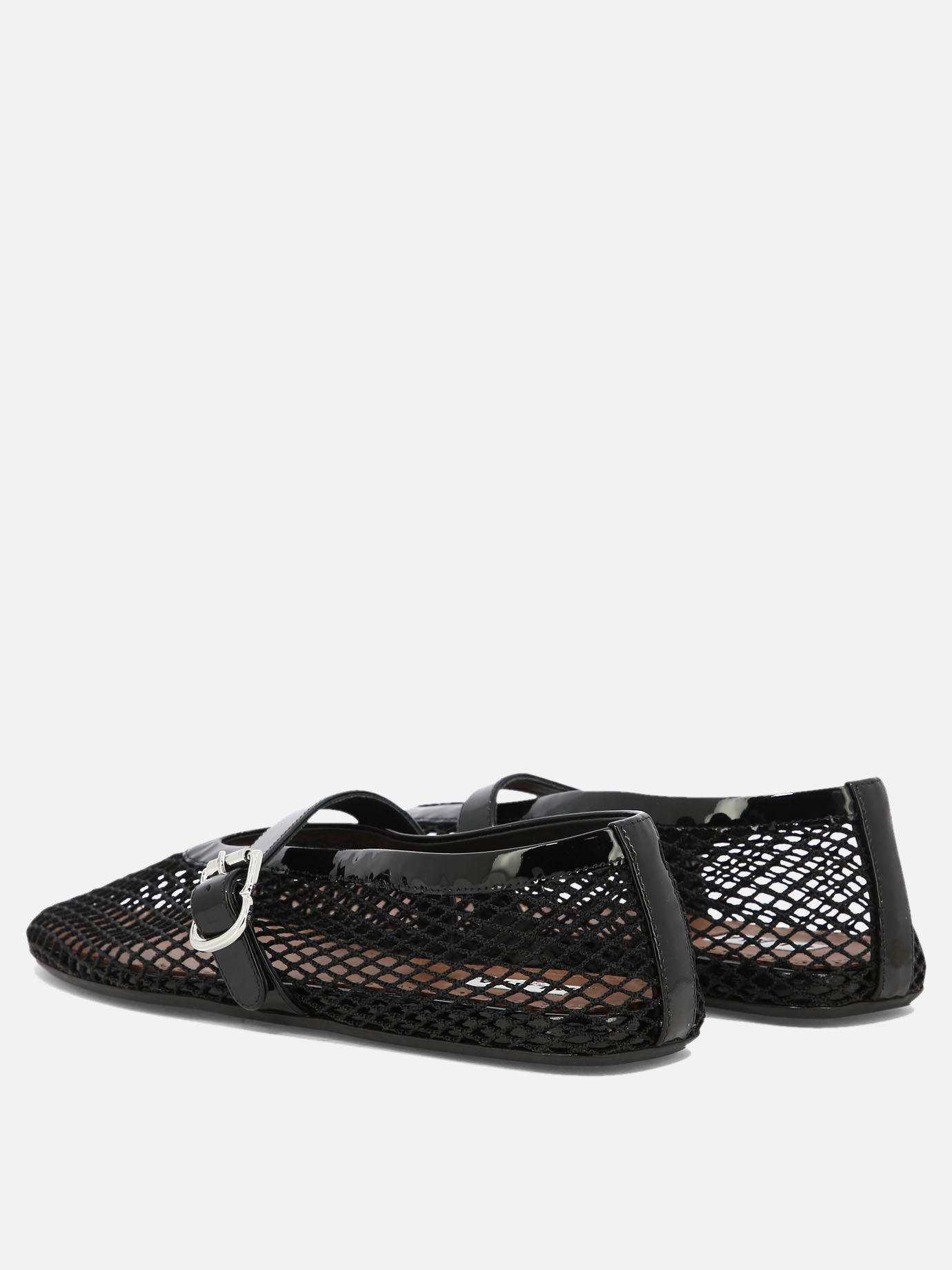 Mary Jane ballet flats 90% polyamide 10% calf leather - 100% rubber  Black - Alaïa Women | PDP | VIETTI Online Store | thumbnail_4