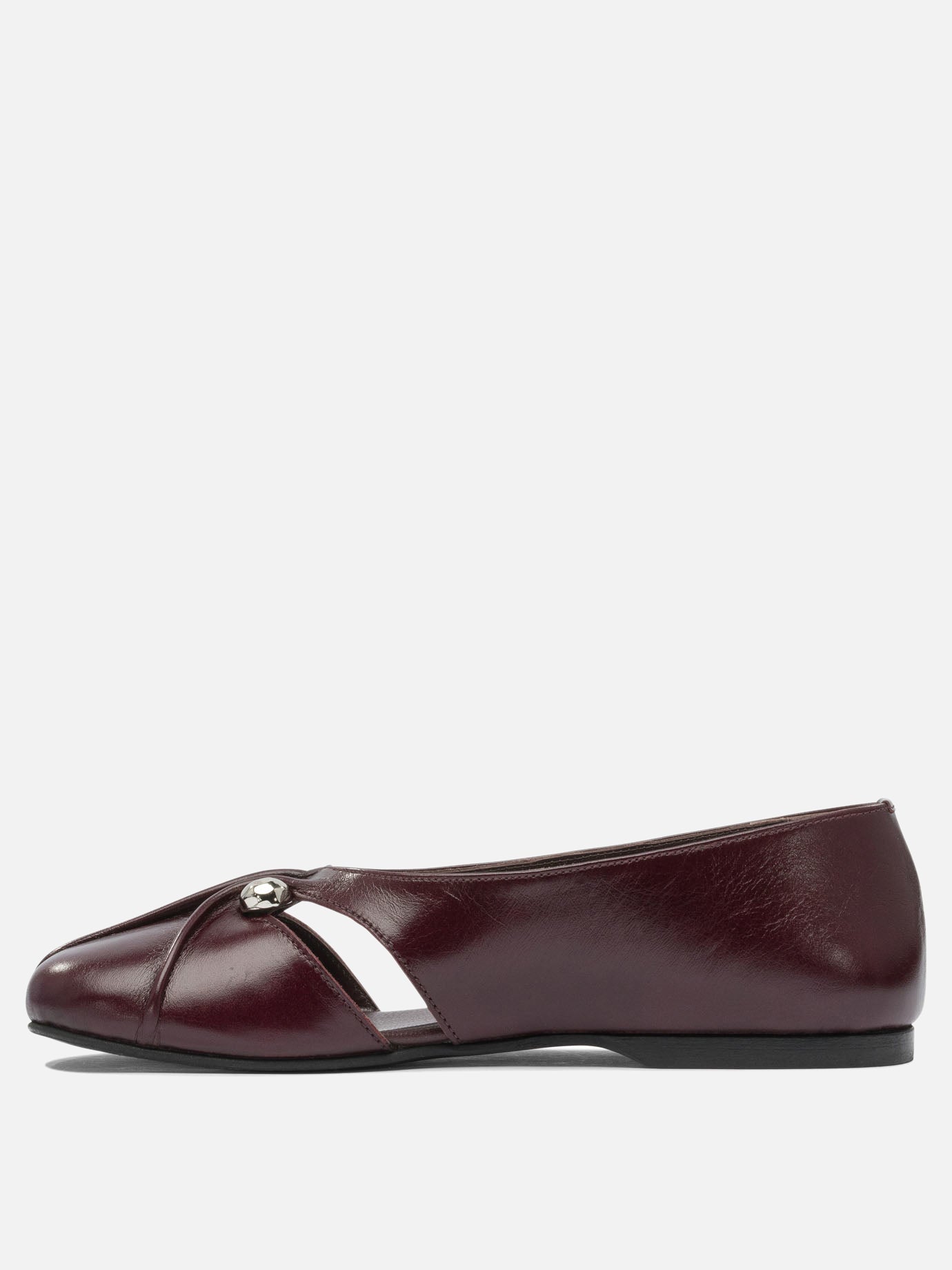 Classic ballet flats 100% goat leather - 100% cuerolite  Bordeaux - Alohas Women | PDP | VIETTI Online Store | thumbnail_3