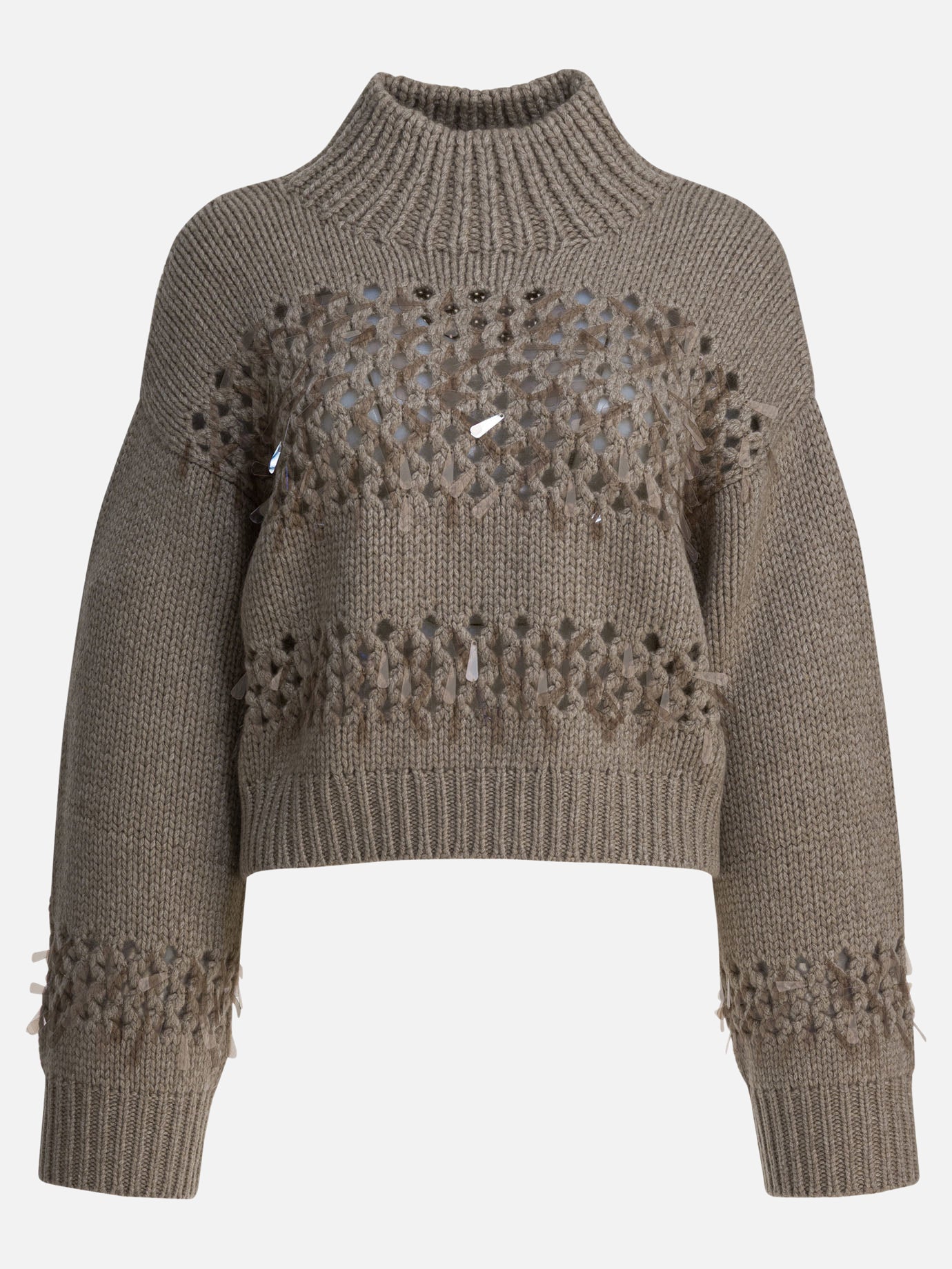 Crewneck sweaters Solid colour  Brown - Brunello Cucinelli Women | PDP | VIETTI Online Store | thumbnail