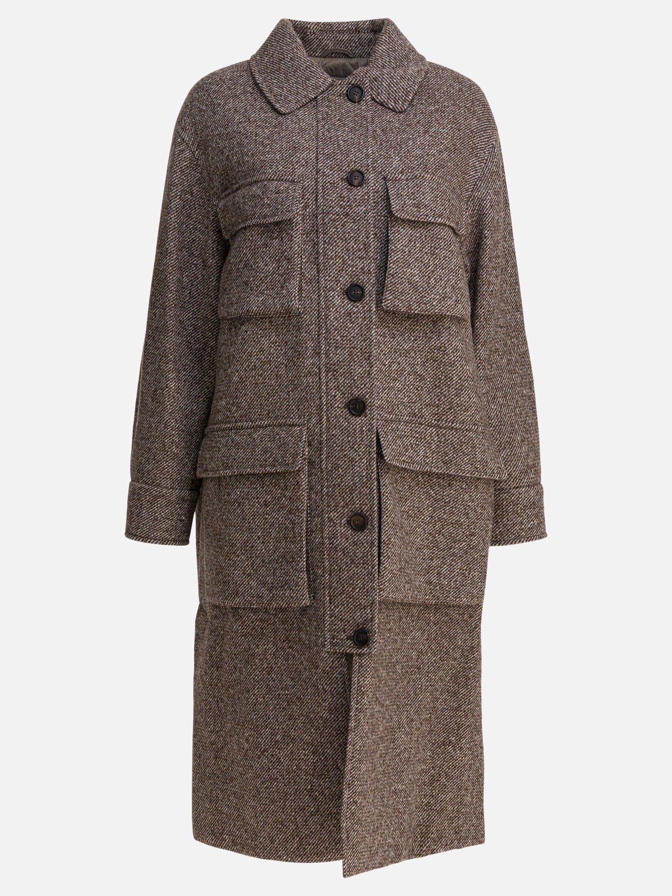 Long coats Mélange  Brown - Brunello Cucinelli Women | PDP | VIETTI Online Store | thumbnail