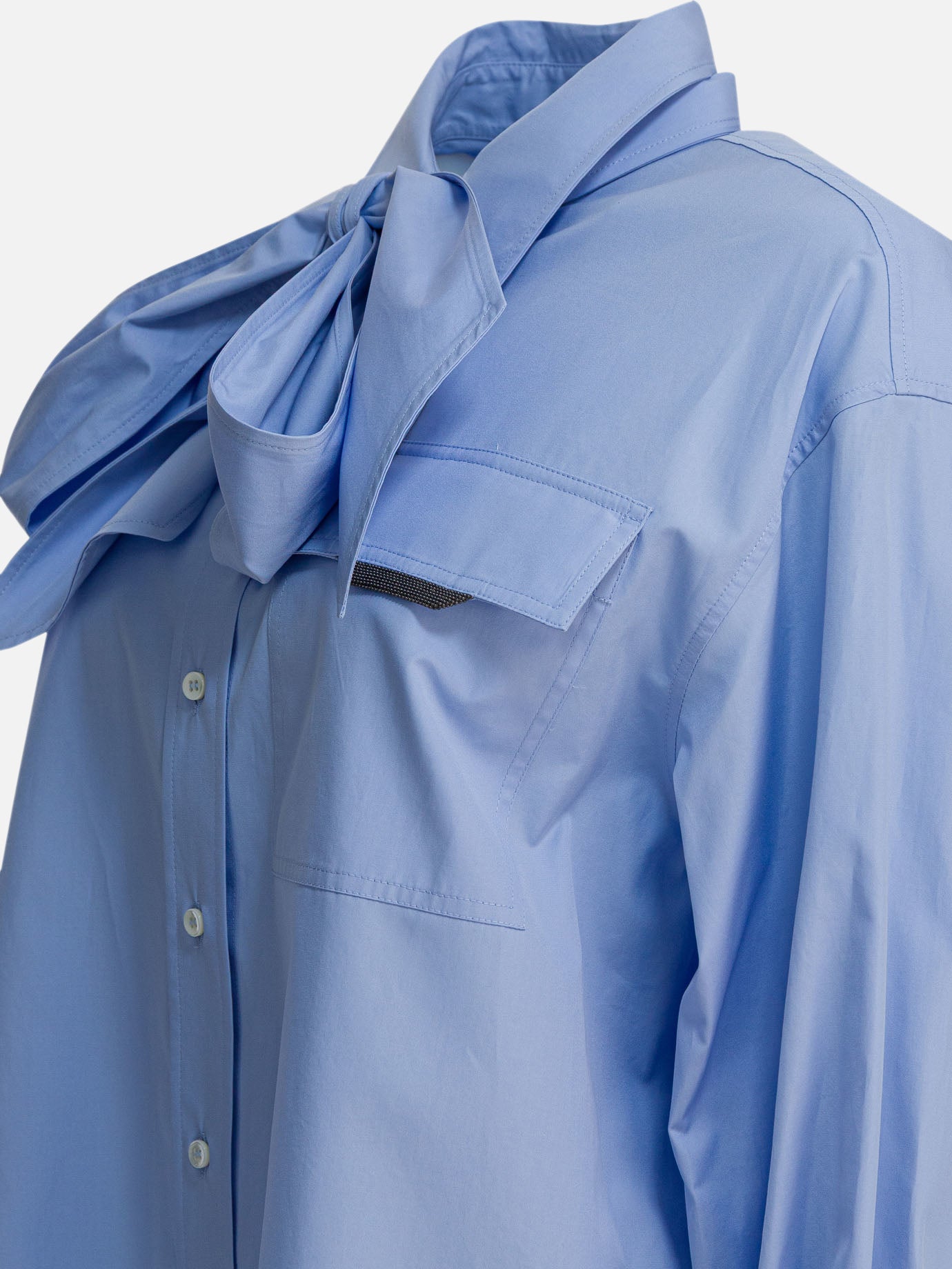 Casual shirts Solid colour  Light blue - Brunello Cucinelli Women | PDP | VIETTI Online Store | thumbnail_4