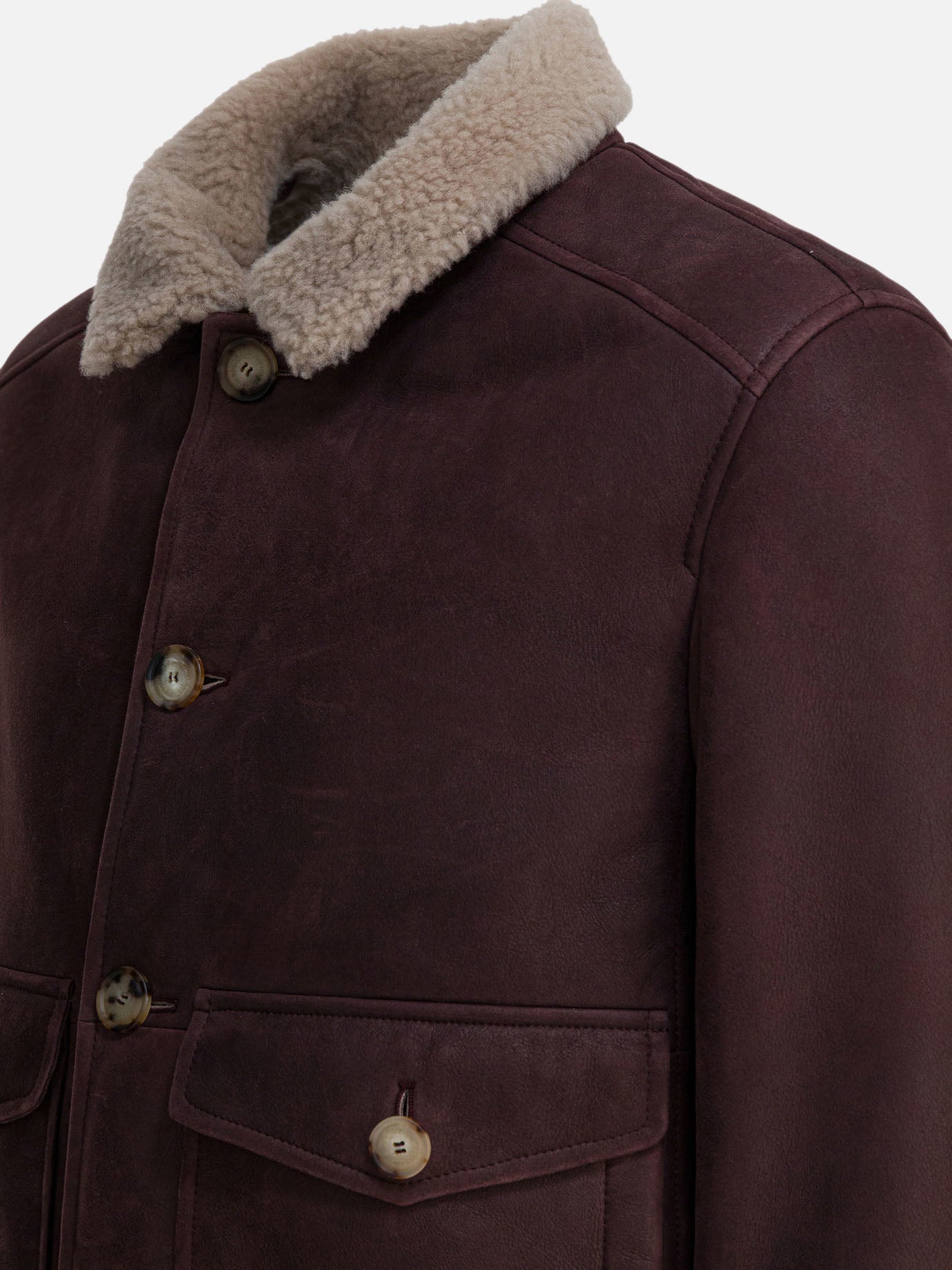 Short coats Solid colour  Bordeaux - Brunello Cucinelli Men | PDP | VIETTI Online Store | thumbnail_3