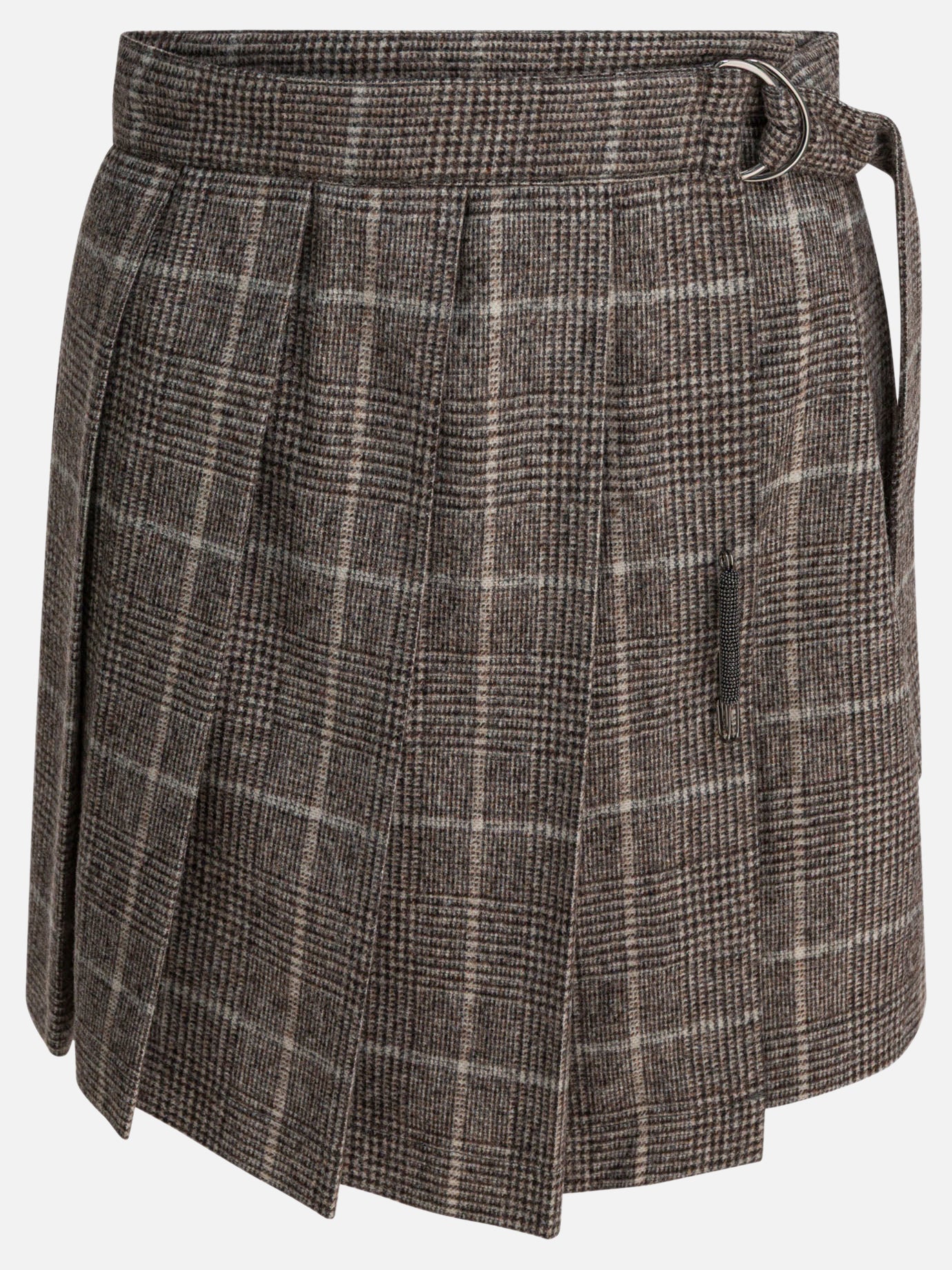Miniskirts Prince of Wales  Brown - Brunello Cucinelli Women | PDP | VIETTI Online Store | thumbnail