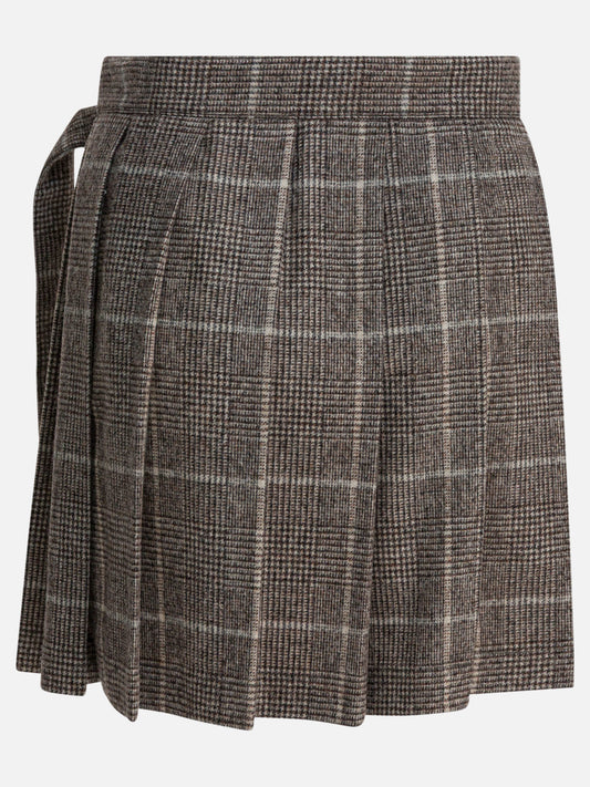 Miniskirts Prince of Wales  Brown - Brunello Cucinelli Women | PDP | VIETTI Online Store | 2
