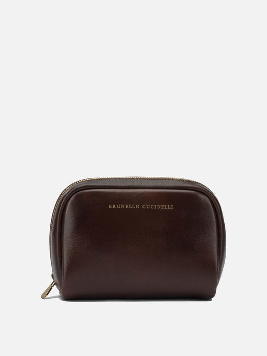Beauty cases 100% leather - Lining: 100% cotton  Brown - Brunello Cucinelli Men | PDP | VIETTI Online Store 
