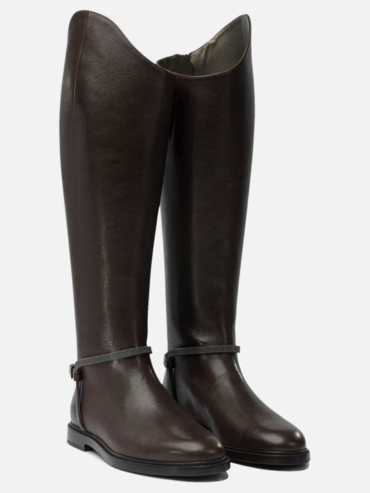 Knee-high 100% leather - 50% leather 50% rubber  Brown - Brunello Cucinelli Women | PDP | VIETTI Online Store | 2
