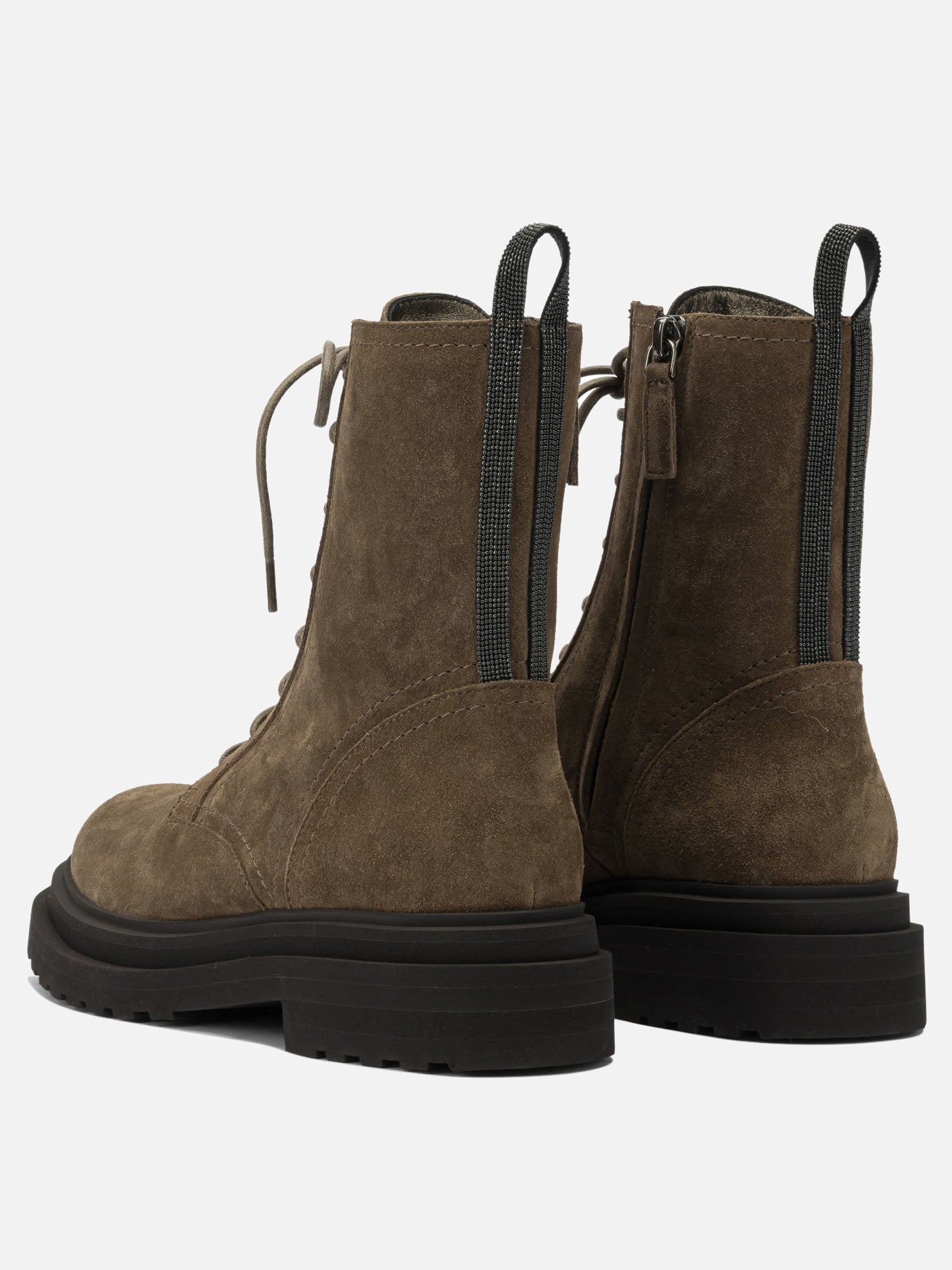 Lace-up boots 100% leather - 100% rubber  Brown - Brunello Cucinelli Women | PDP | VIETTI Online Store | thumbnail_4