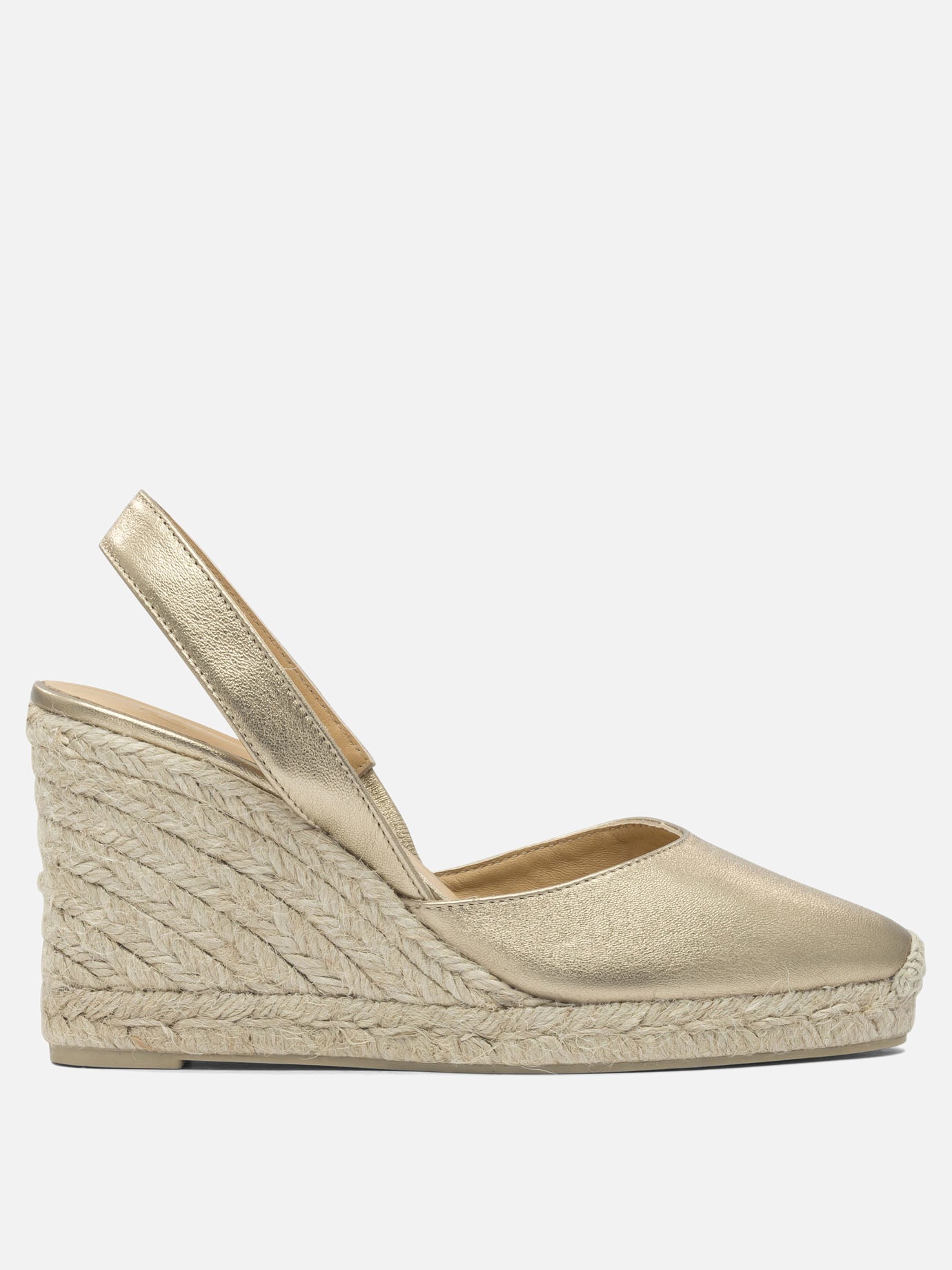Heeled espadrilles 100% leather - 100% rubber  Gold - Castañer Women | PDP | VIETTI Online Store | Zoom-Modal
