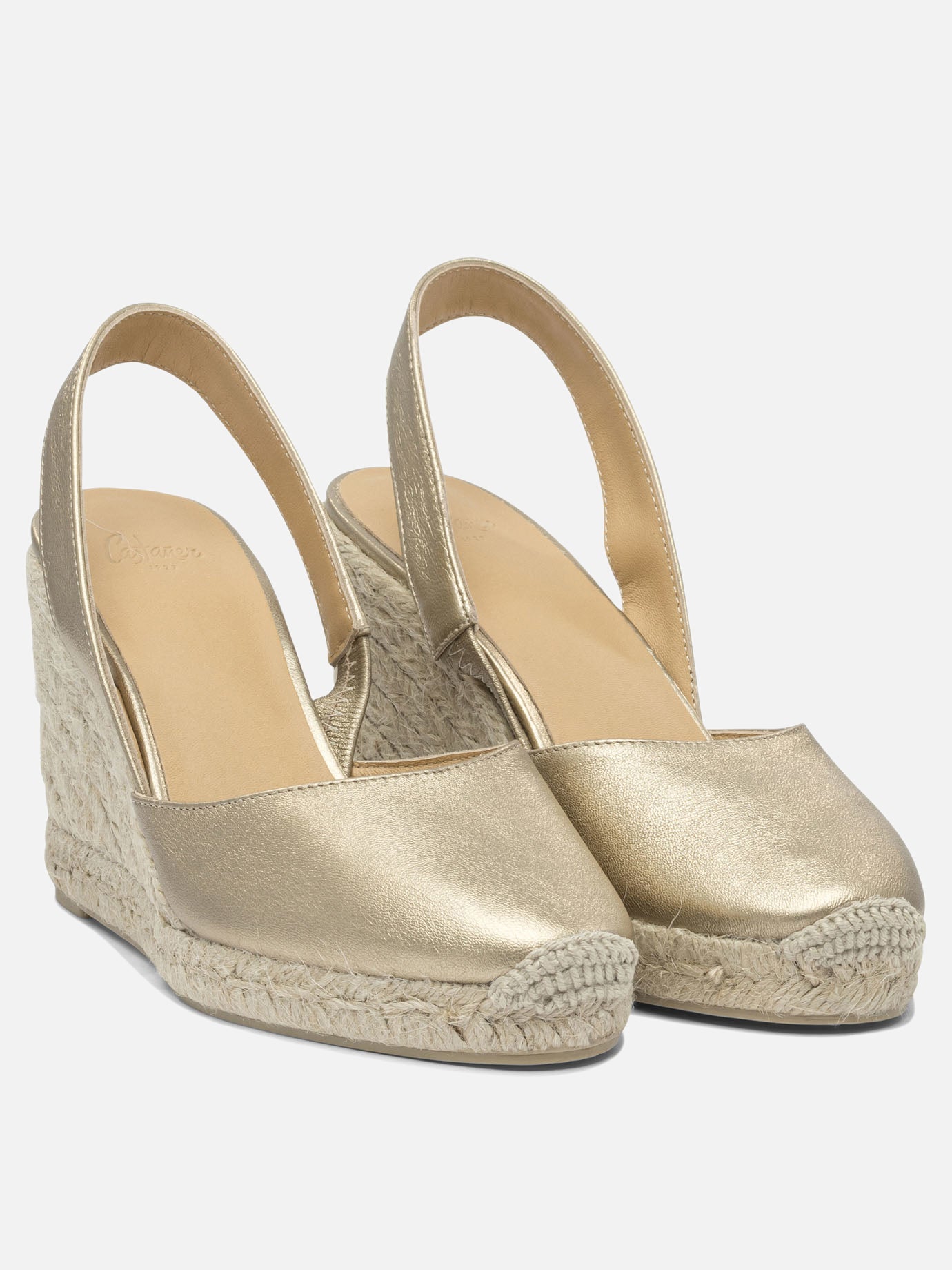 Heeled espadrilles 100% leather - 100% rubber  Gold - Castañer Women | PDP | VIETTI Online Store | Zoom-Modal_2
