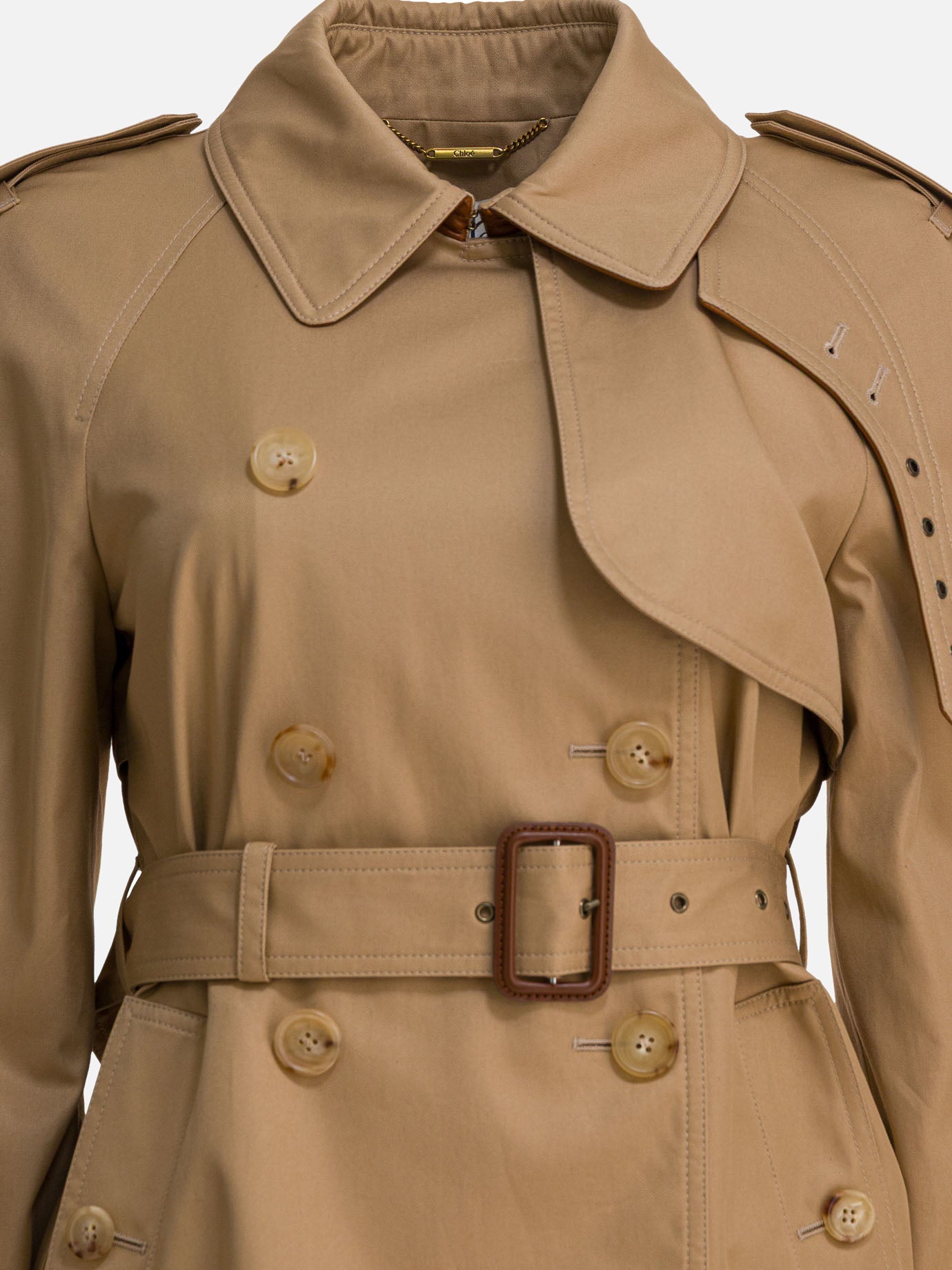 Raincoats & Trench coats Solid colour  Beige - Chloé Women | PDP | VIETTI Online Store | thumbnail_3