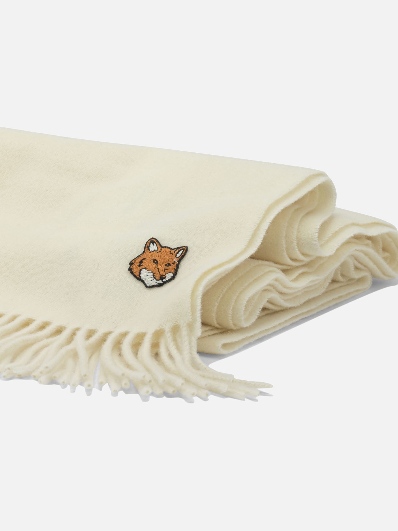 Fringed scarves Logo  White - Maison Kitsuné Men | PDP | VIETTI Online Store | thumbnail_2