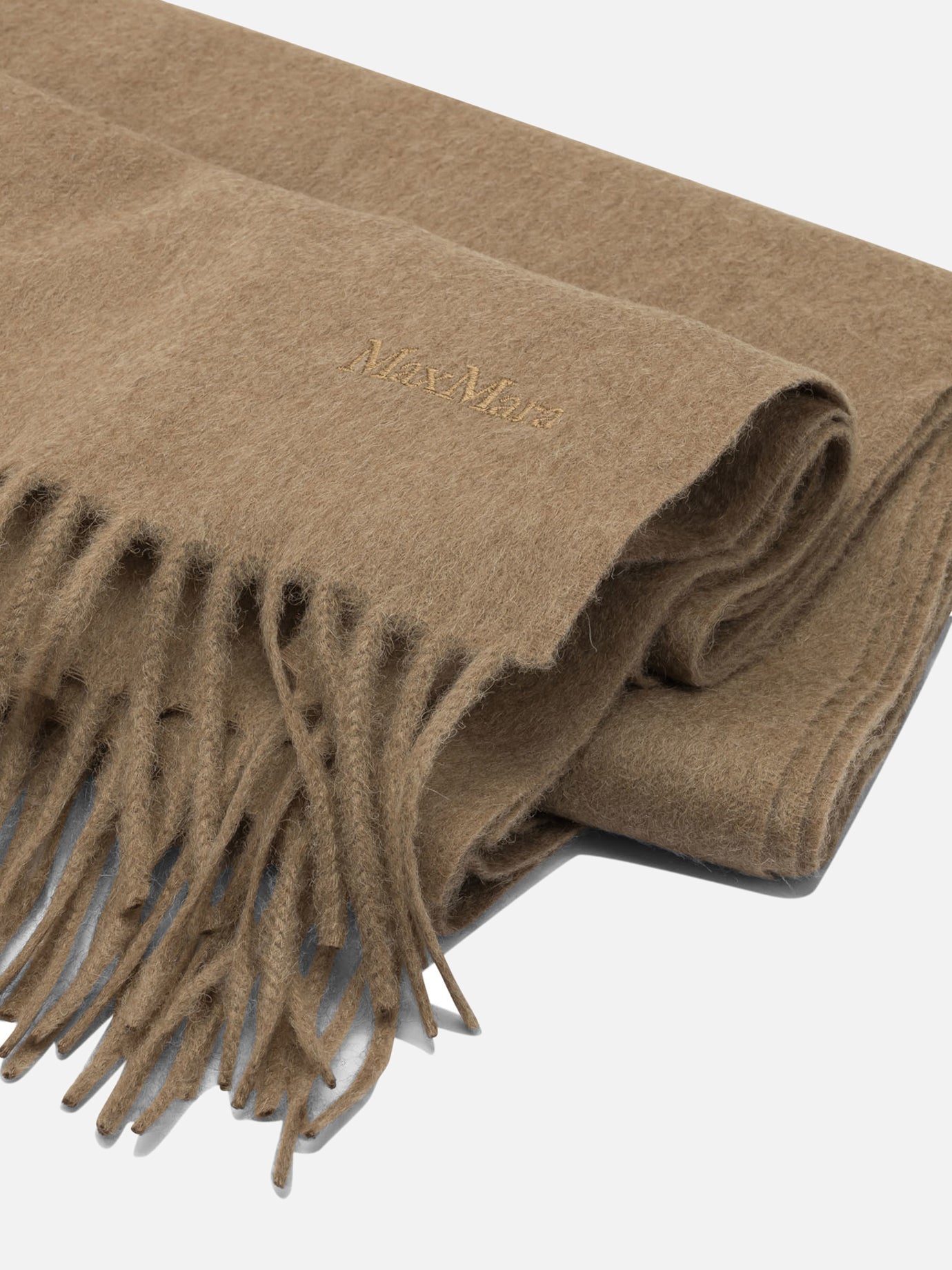 Fringed scarves 100% camel  Brown - Max Mara Women | PDP | VIETTI Online Store | thumbnail_2