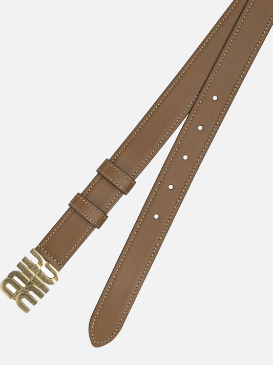 Leather belts Logo  Brown - Miu Miu Women | PDP | VIETTI Online Store | 2
