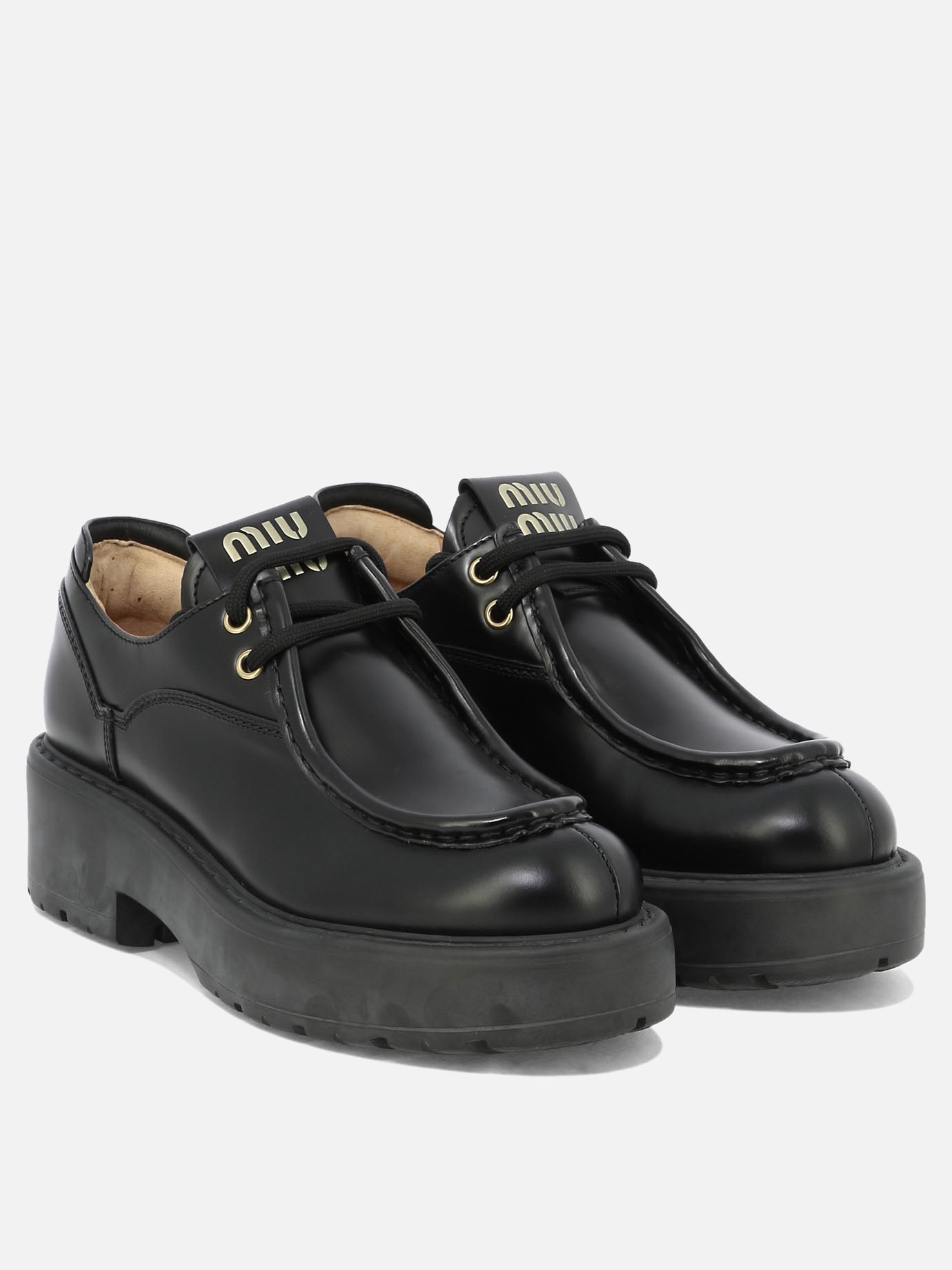 Laced loafers 100% calf leather - 100% calf leather  Black - Miu Miu Women | PDP | VIETTI Online Store | Zoom-Modal_2
