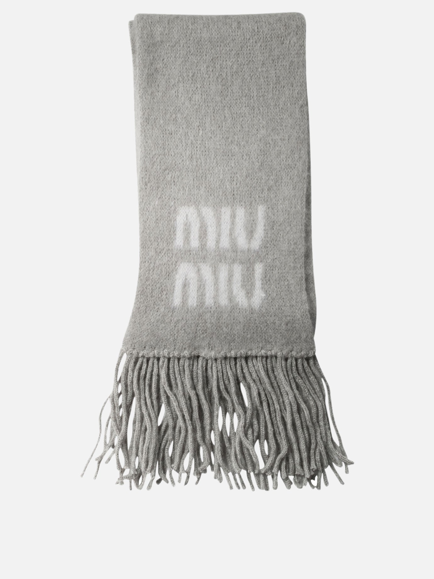 Fringed scarves 5FS062  Grey - Miu Miu Women | PDP | VIETTI Online Store | thumbnail