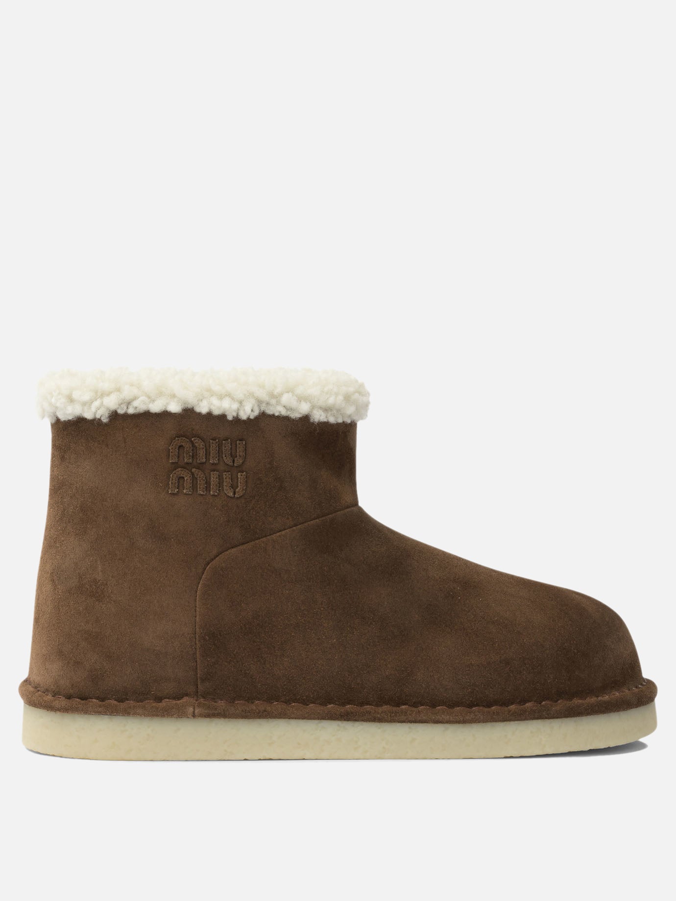 Pull-on boots 100% calf leather - 100% ovis aries  Brown - Miu Miu Women | PDP | VIETTI Online Store | thumbnail