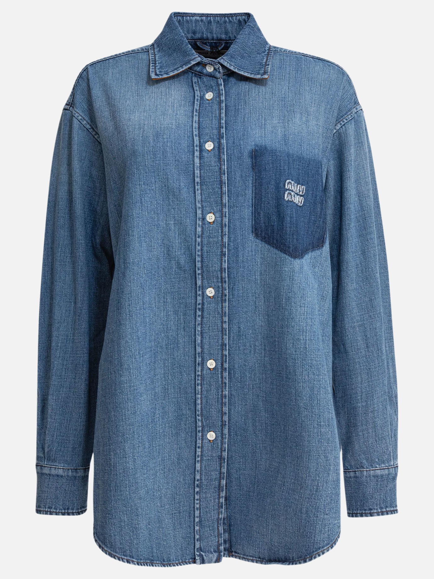 Casual shirts Logo  Light blue - Miu Miu Women | PDP | VIETTI Online Store | Zoom-Modal
