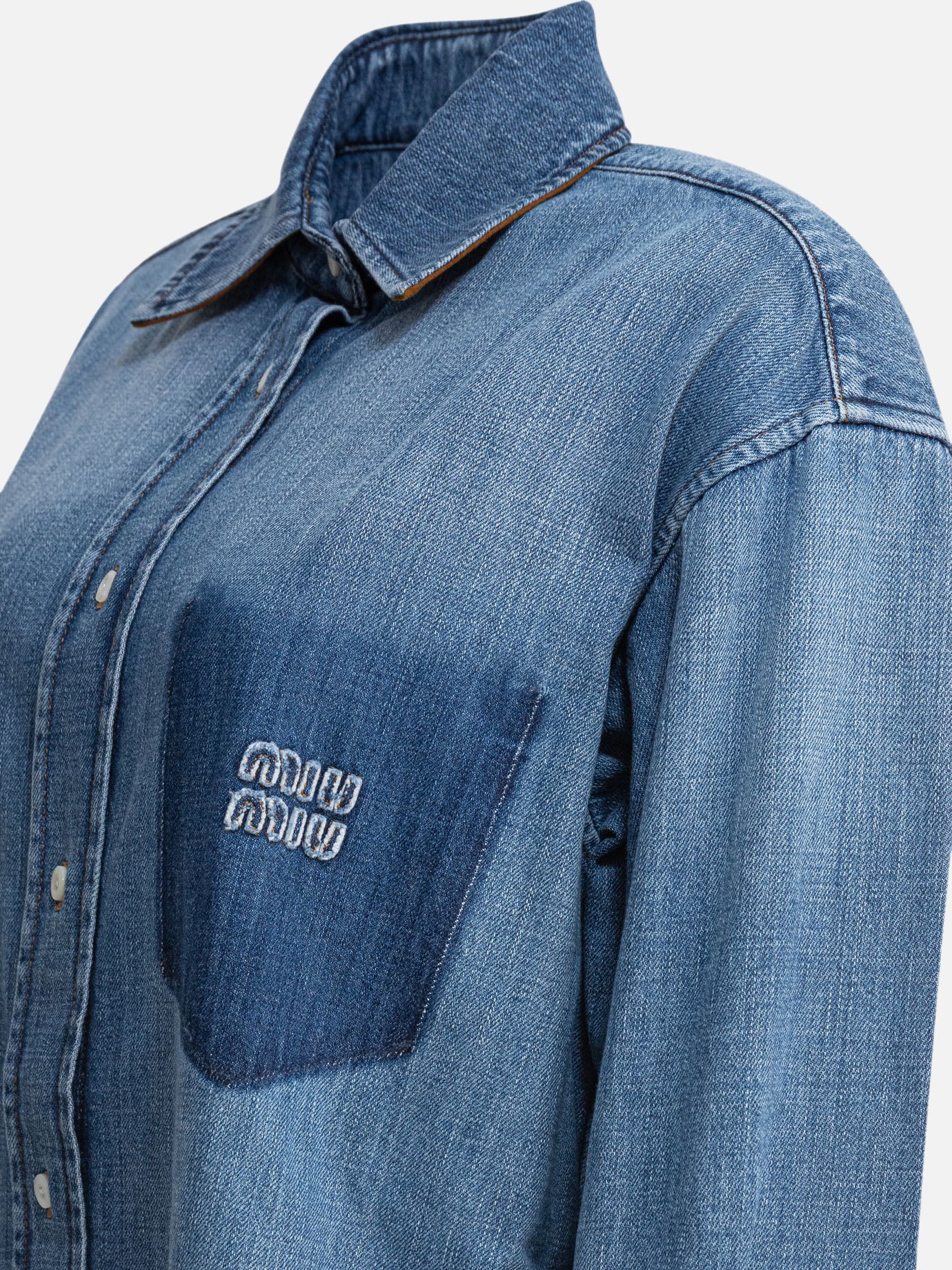 Casual shirts Logo  Light blue - Miu Miu Women | PDP | VIETTI Online Store | Zoom-Modal_4
