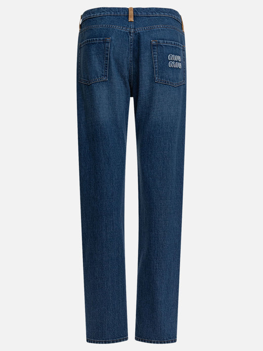 Miu Miu Jeans with leather inserts 11531359_28 Blue 2